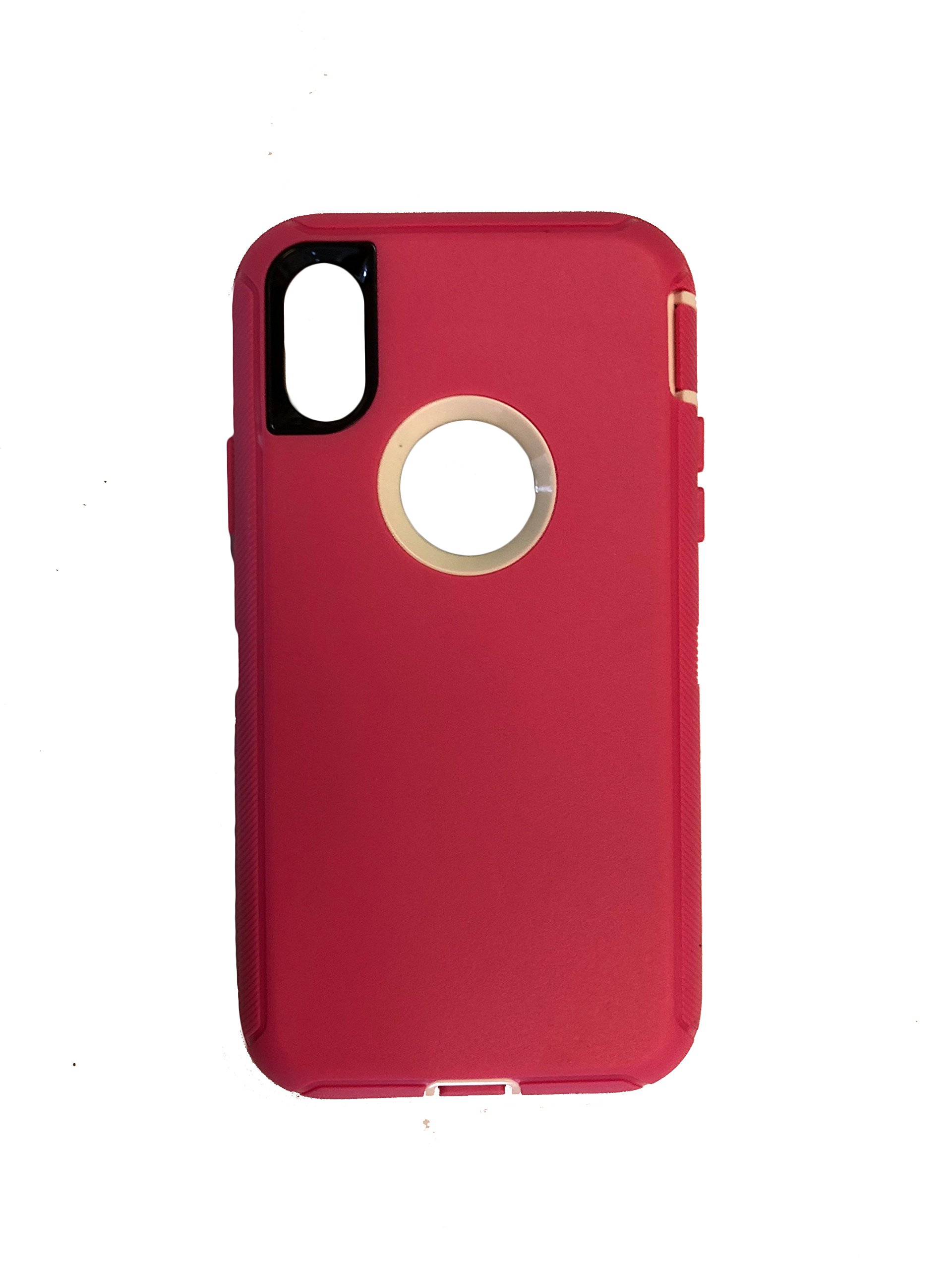 iPhone X Defender Case with Belt Clip - Compatible with Apple iPhone 10 (Holster Fits OtterBox) - Shockproof Protective Cover in Pink/White - Perfect for Outdoor Activities, Work & Travel