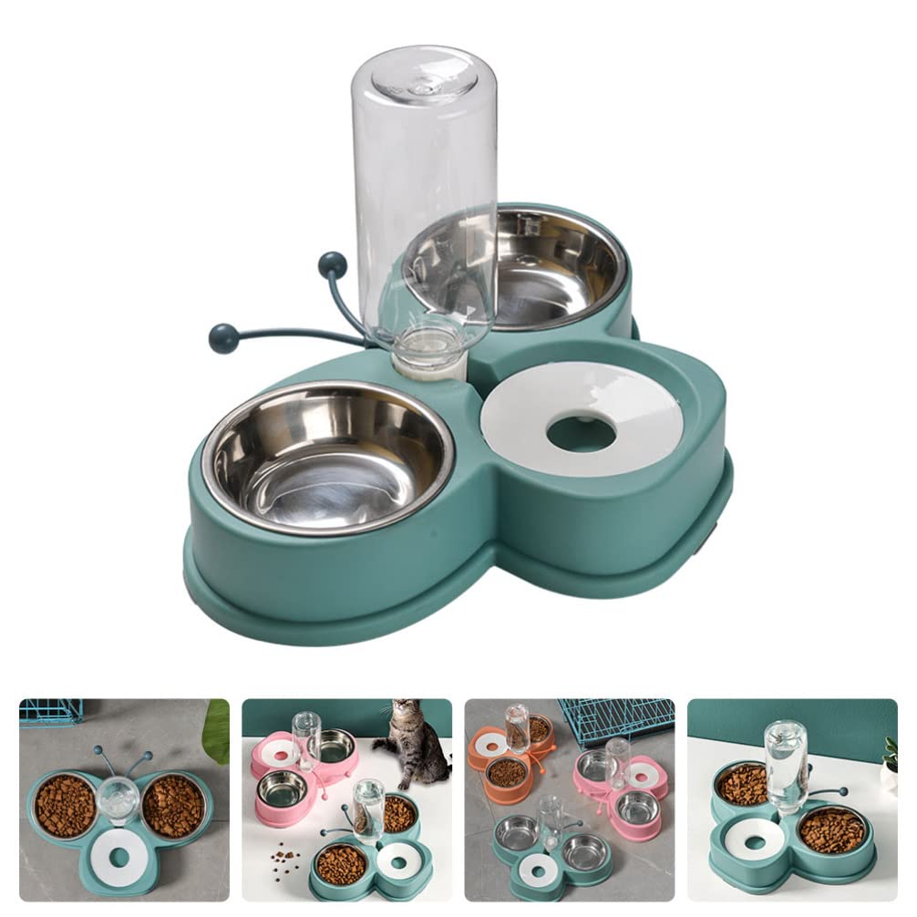 Automatic Pet Feeder & Water Bowl for Dogs and Cats - Double Ceramic Bowls with Neck Protection - Perfect for Home, Travel, and Office Use