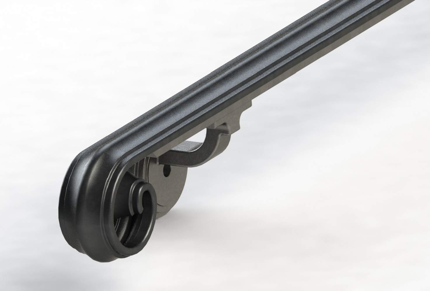 2' Scroll Wrought Iron Handrail with Adjustable Brackets - Elegant Staircase Railing for Indoor/Outdoor Home Safety & Decoration