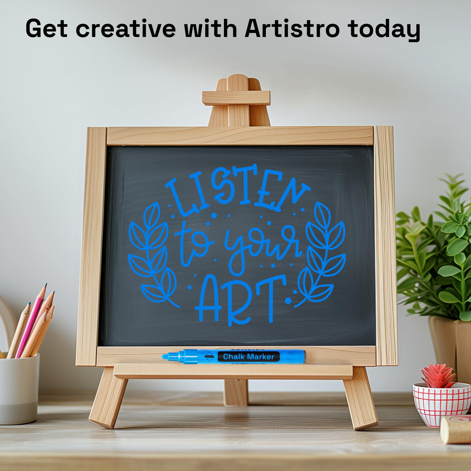 ARTISTRO 2-Pack Blue Liquid Chalk Markers - Erasable Chalkboard Pens with 6mm Reversible Tip for Blackboard, Glass, Car Windows & More - Perfect for Restaurants, Bistros, Signage & DIY Projects
