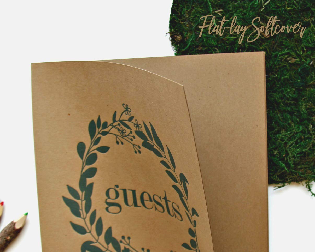 Rustic Boho Guest Book for Wedding Reception & Baby Shower - 8.5x8.5 Kraft Pages for Polaroid Pictures, Fall Bridal Party Decorations, Perfect for Autumn Weddings, Bridal Showers, and Family Events