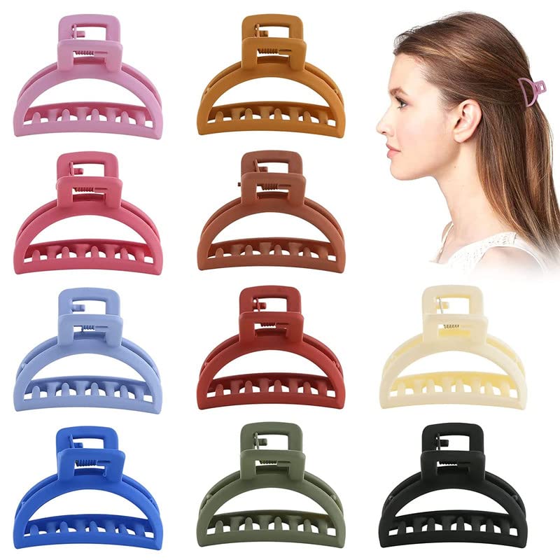 Belicia 10 PCS Matte Hair Claw Clips for Women & Girls - 2 Inch Small Non-Slip Banana Clips Barrettes for Thin to Medium Hair (10 Colors) - Perfect for School, Work, Gym & Everyday Hairstyles
