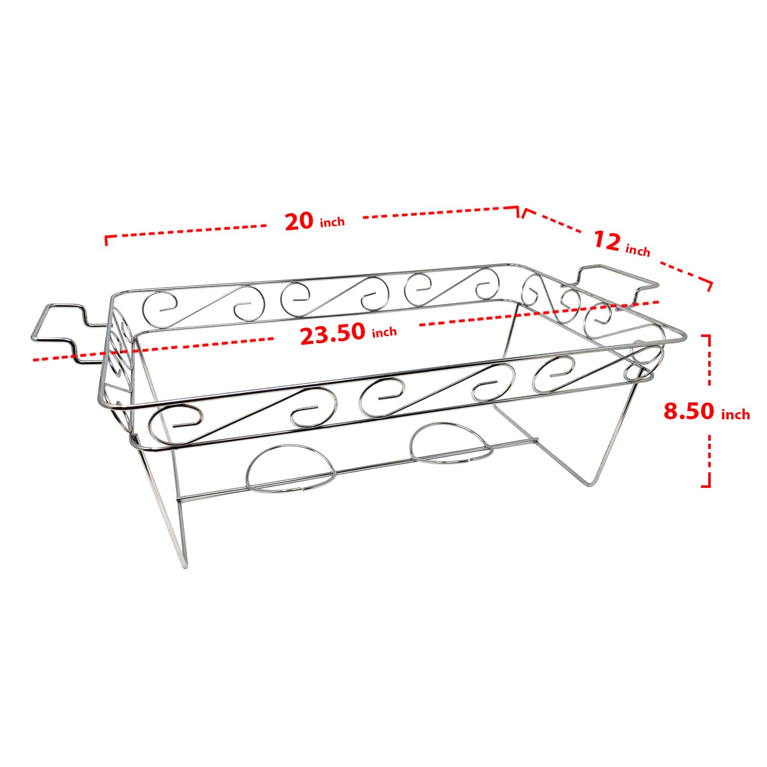 Elegant Full Size Heavy Duty Chafing Rack - Decorative Wire Buffet Stand with Serving Trays Frame for Food Warming - Chrome Finish (Case of 12) - Perfect for Catering, Buffets, Weddings, and Party Serving