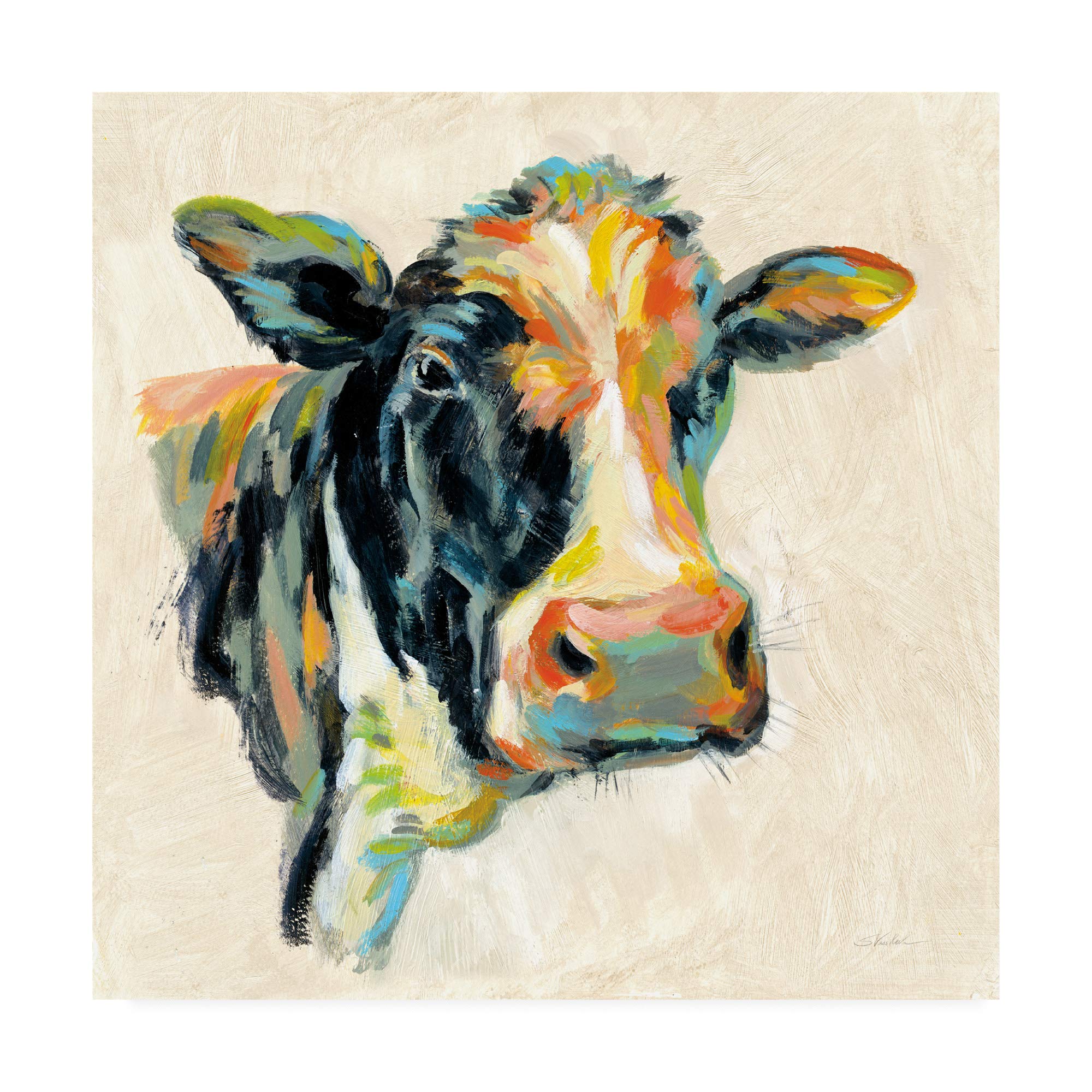 Silvia Vassileva Expressionistic Cow I - 18x18 Fine Art Print for Home & Office Decor | Modern Wall Art for Living Room, Bedroom, or Office