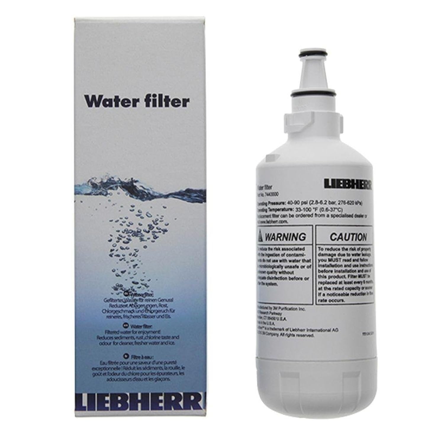 Liebherr 7440000 & 744000200 OEM Refrigerator Water Filter Replacement - White Small Size for Pure Drinking Water - Perfect for Home, Office, and Kitchen Use