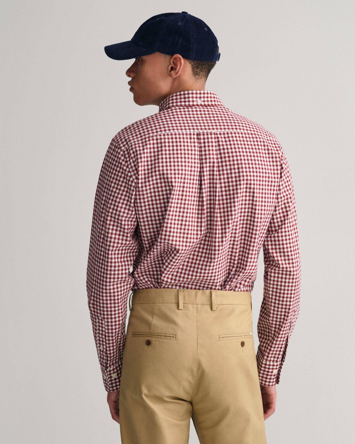 GANT Men's Slim Fit Gingham Poplin Button-Down Shirt - Casual Office Wear & Summer Outfits