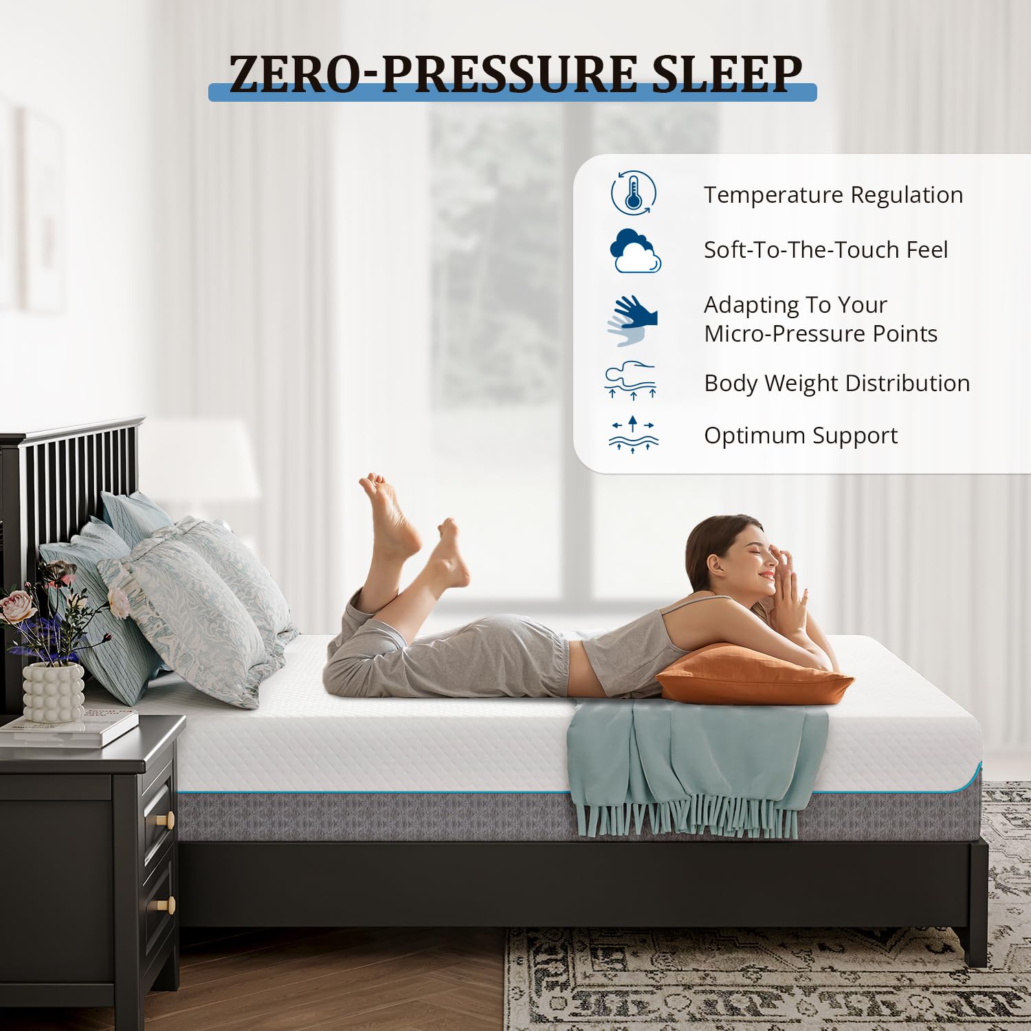 12 Inch Twin XL Cooling Gel Memory Foam Mattress - Fiberglass Free, Medium Firm for Back Pain Relief - CertiPUR-US Certified (38