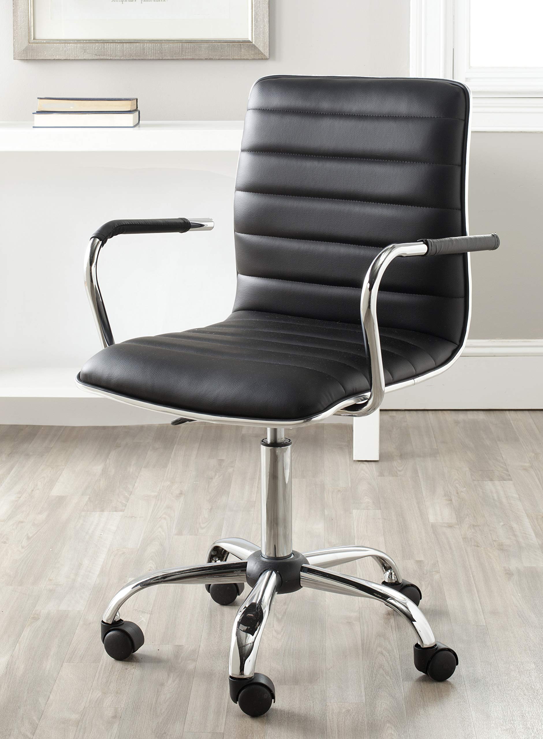 SAFAVIEH Jonika White Modern Office Desk Chair - Ergonomic Home Office Chair for Work, Study & Gaming - Comfortable Computer Chair for Small Spaces