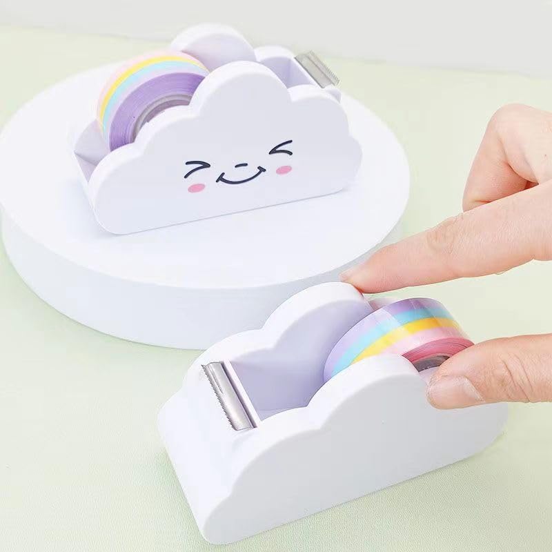 Colorful Kids Tape Dispenser with 6 Rainbow Tapes - Fun Desk Organizer for School Supplies, Office Stationery, DIY Arts & Crafts Projects - Perfect for Classroom, Homework & Creative Gift Wrapping
