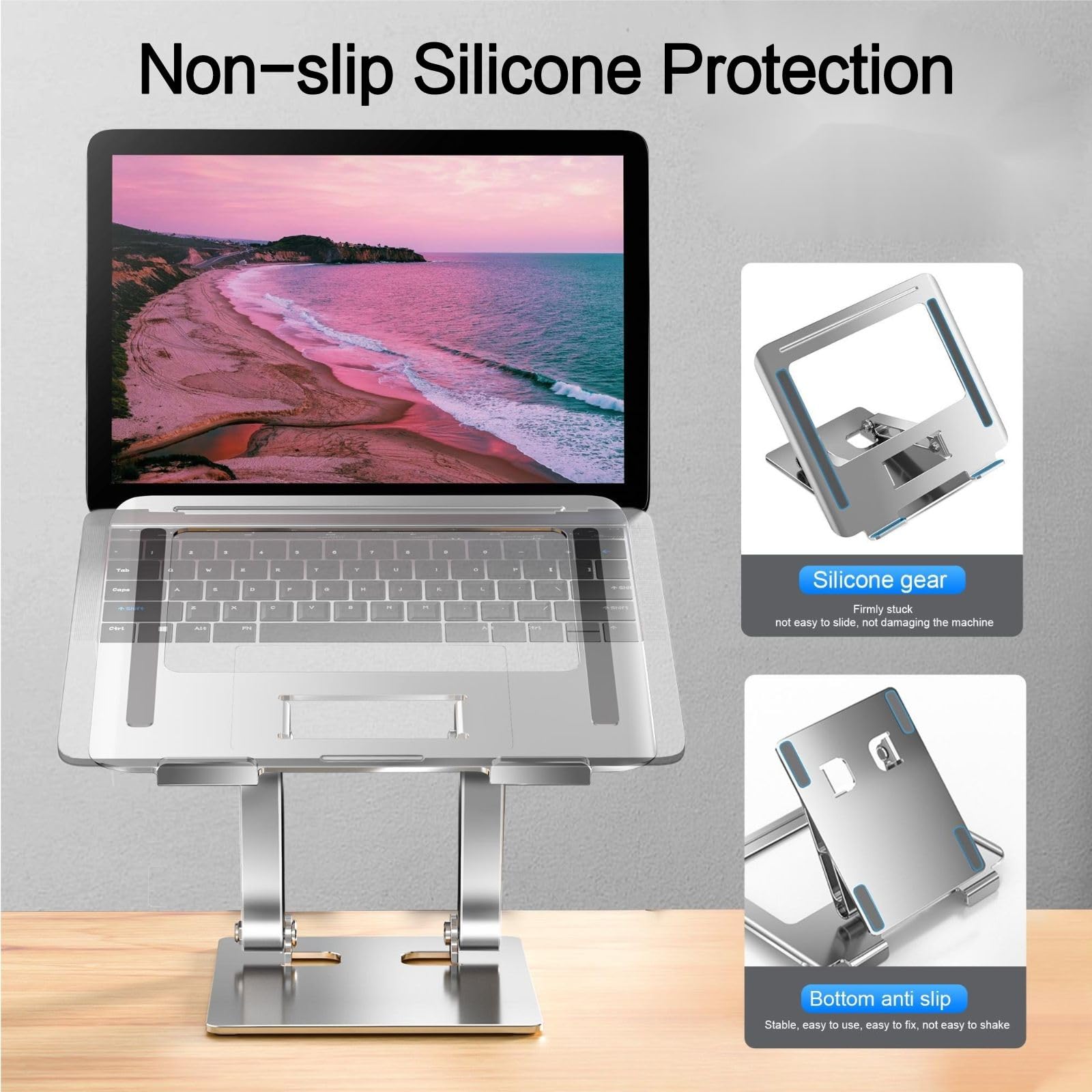 Ergonomic Adjustable Laptop Stand for Desk - Foldable & 360° Rotating Computer Stand Holder for MacBook Air Pro, 10-17.3 Inch Laptops | Perfect for Home Office, Gaming & Workspace Setup