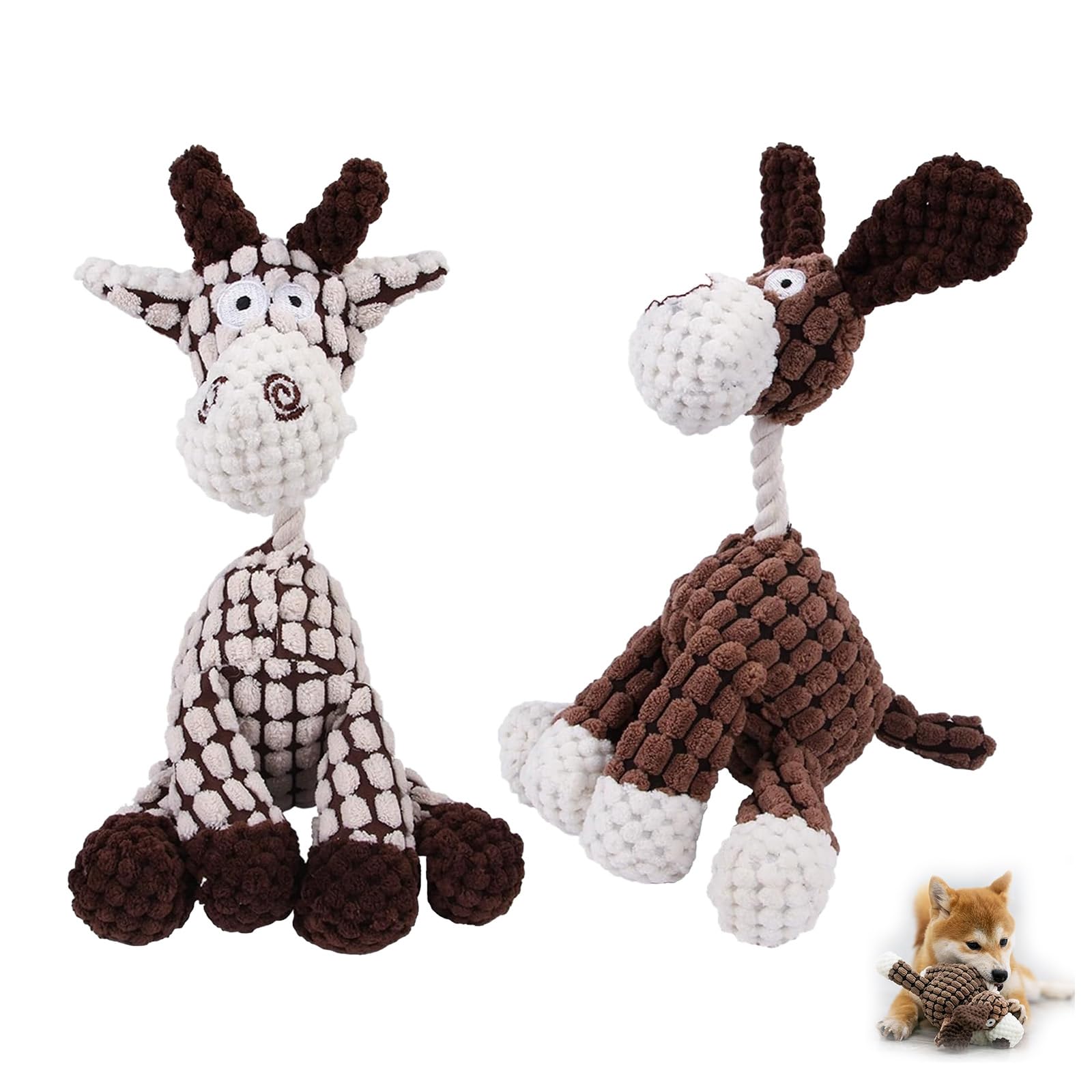 Indestructible Robustplush Squeaker Dog Toy - Durable Chew-Resistant Plush Puppy Toy with Crinkle & Squeaky Features for Aggressive Chewers, Small Dogs, and Teething Puppies (2Pcs-B) - Perfect for Playtime, Training, and Stress Relief