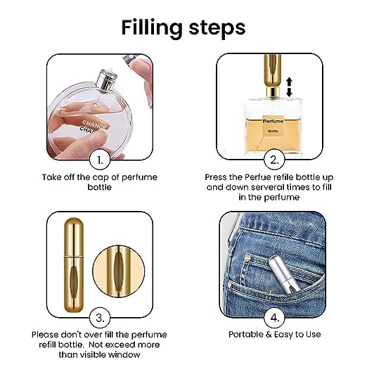 Anasis 6-Pack Refillable Perfume Atomizer Spray Bottles - 5ml Travel Size Portable Perfume Dispenser for Women & Men | Perfect for Airplane Carry-On, Gym Bag, Purse & On-The-Go Fragrance Touch Ups