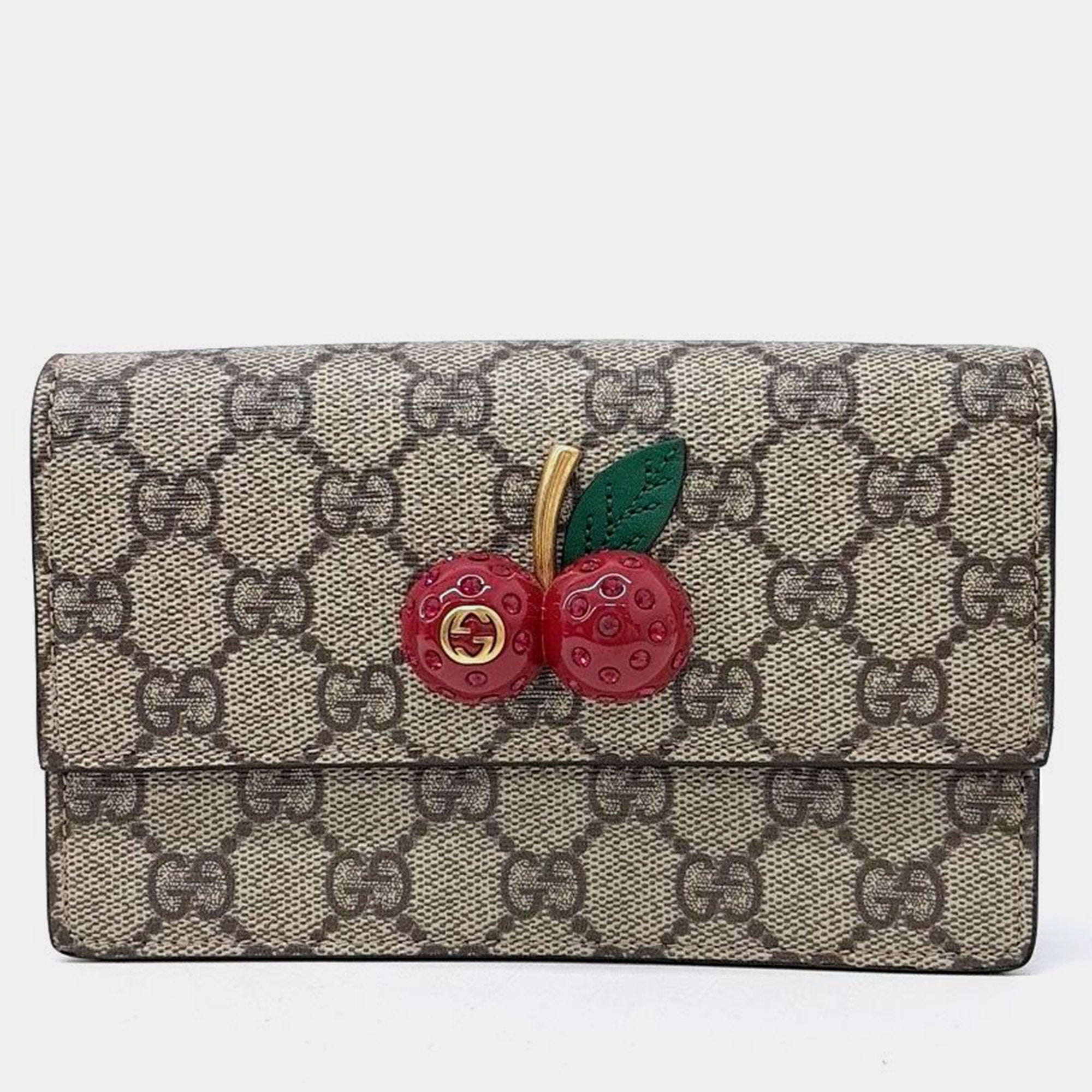 Gucci GG Coated Canvas Mini Cherries Wallet on Chain - Stylish Crossbody Bag for Women, Perfect for Parties, Dates & Everyday Use