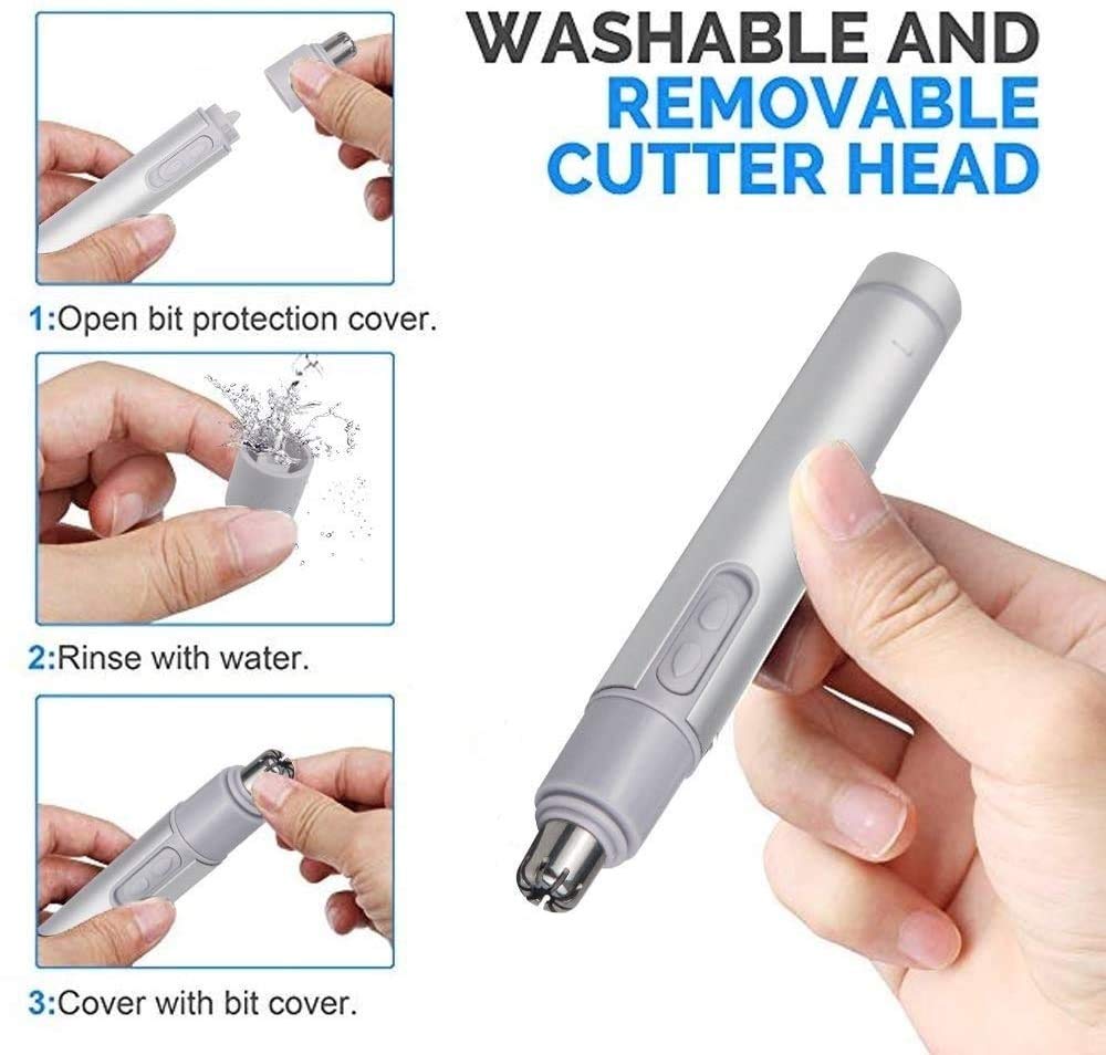 Best Cordless Painless Electric Nose & Ear Hair Trimmer for Men - Battery Operated Grooming Kit for Travel, Home & Office Use
