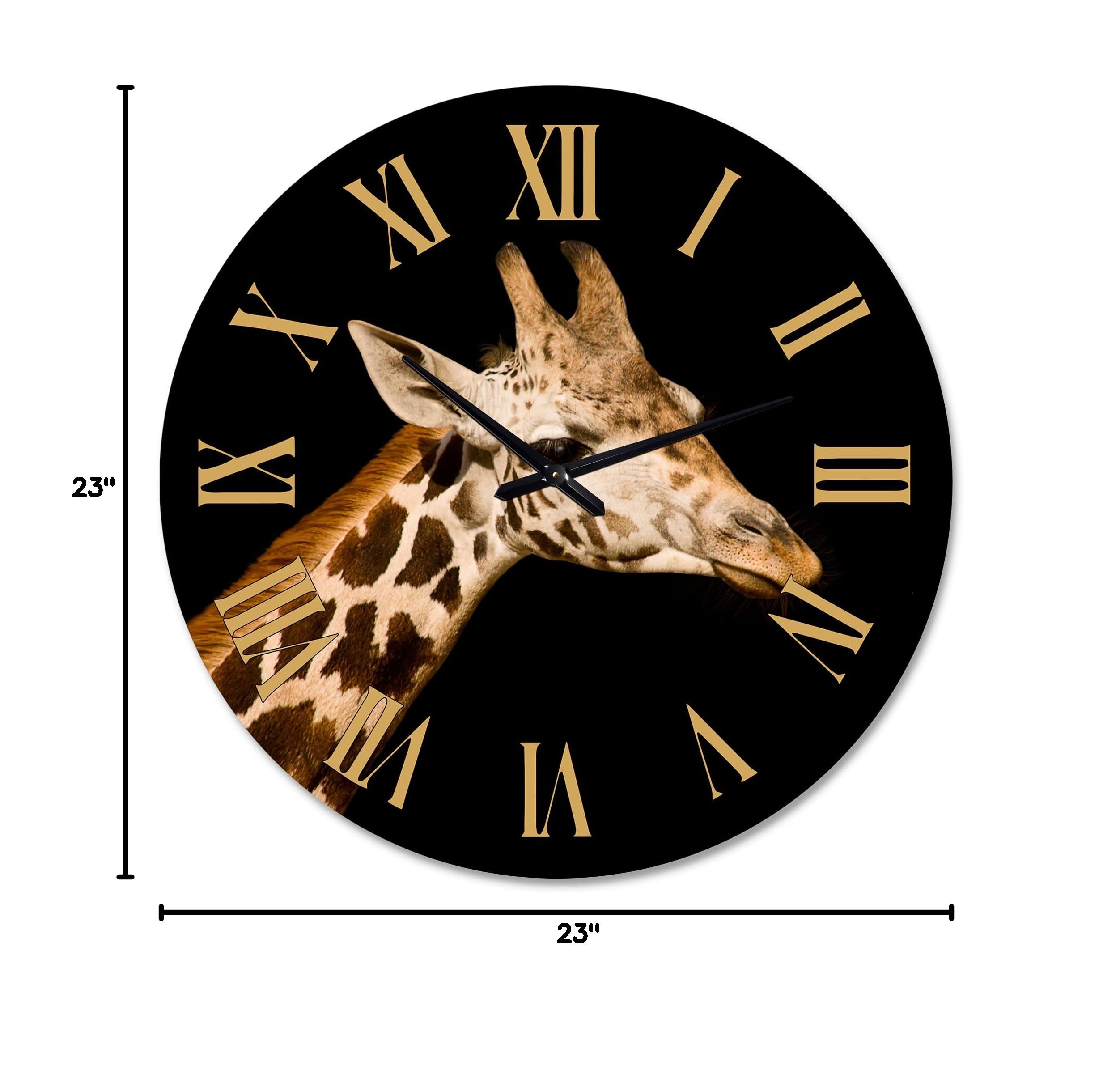 Farmhouse Wall Clock - Large Giraffe Portrait Wall Decor for Kitchen, Living Room & Office | Rustic Animal Themed Clock for Home Decoration