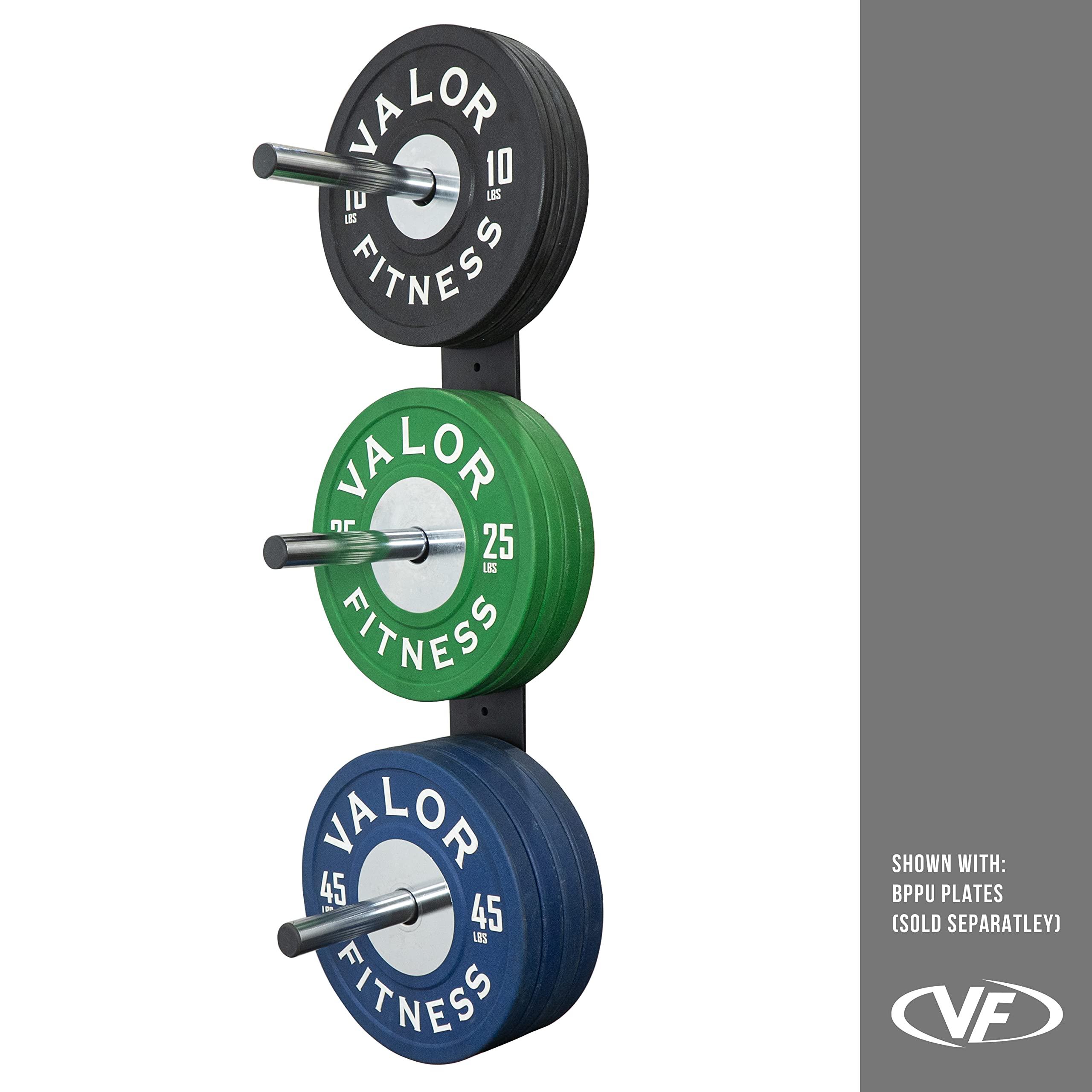 Valor Fitness Wall Mounted Weight Plate Storage Rack - Heavy Duty Bumper & Olympic Plate Holder - Perfect for Home Gym, CrossFit, and Commercial Fitness Centers