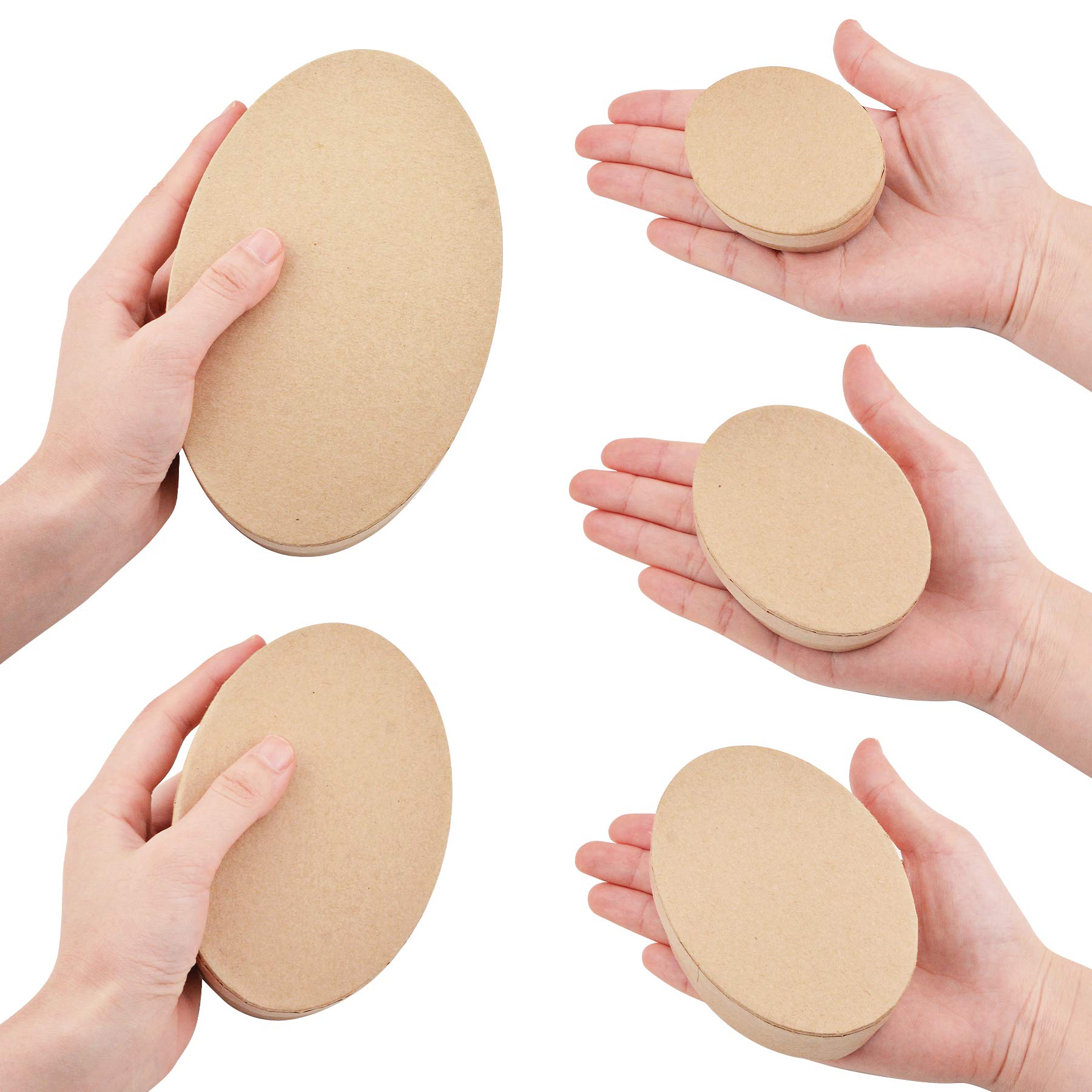 WANDIC Set of 5 Oval Mini Kraft Paper Mache Boxes with Lids - Perfect for Crafting, Jewelry Storage, Cosmetics & Home Organization - Great for DIY Projects, Gift Wrapping & Party Favors
