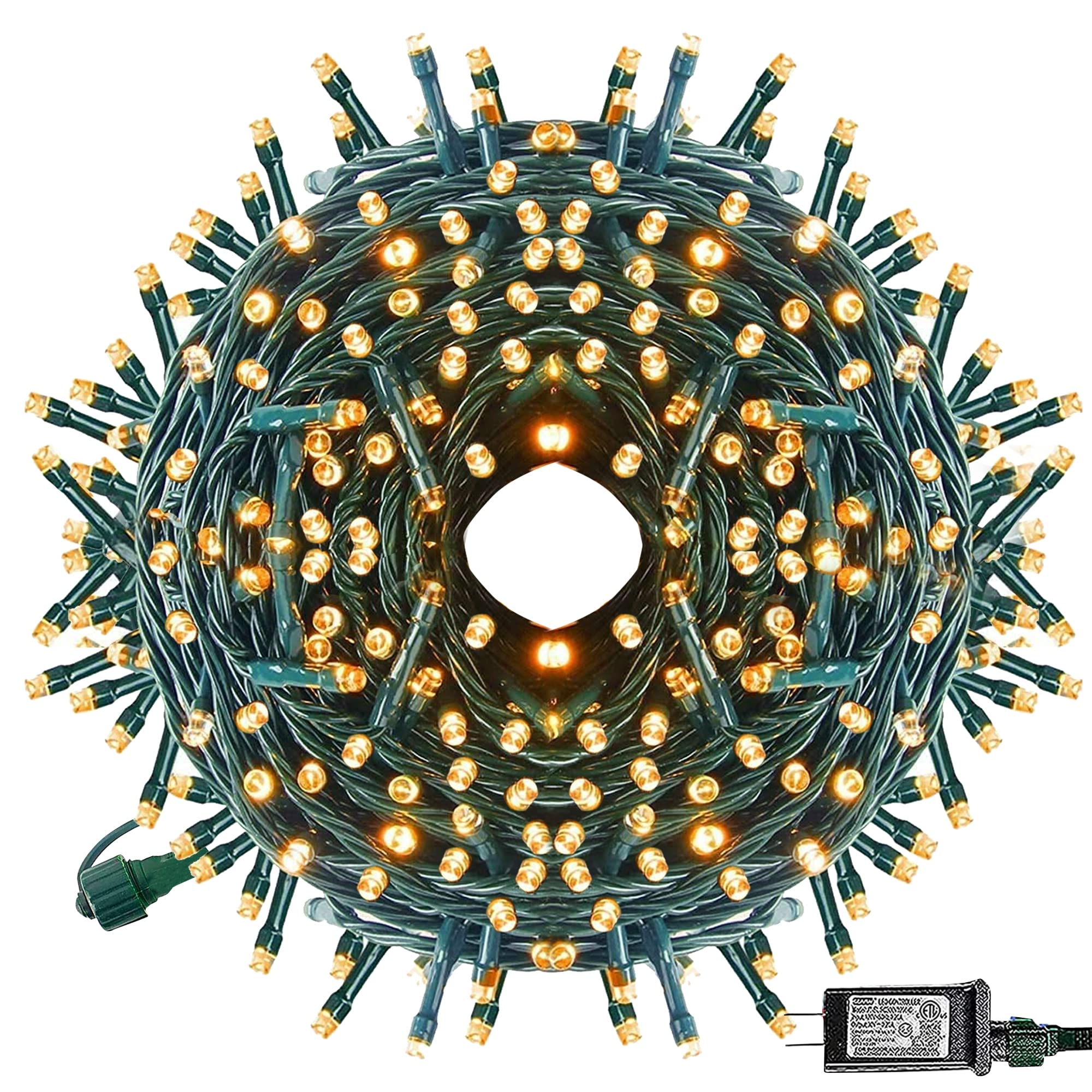 Dazzle Bright 240 LED Christmas String Lights - 85 FT Connectable Waterproof Fairy Lights with Green Wire & 8 Lighting Modes | Warm White Vintage Decor for Indoor Outdoor Xmas Party, Yard, Garden, Tree, Window, Patio, Wedding, Holiday Decoration
