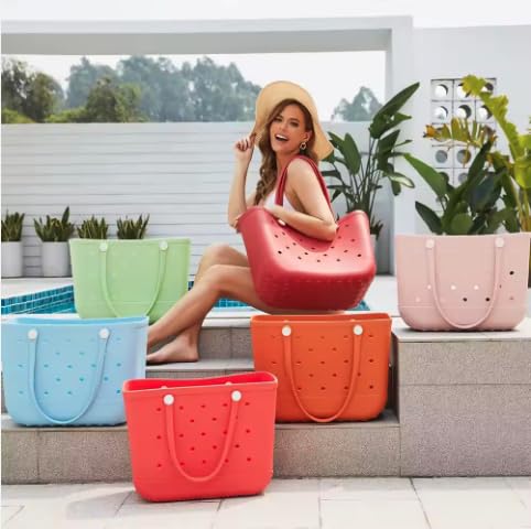 Waterproof Silicone Beach Tote Bag with Inner Waterproof Sleeve - Large Capacity Pool Bag for Swimming, Travel, Outdoor Activities, Grocery Shopping & Gym - Perfect for Beach Days, Vacation & Workout Essentials
