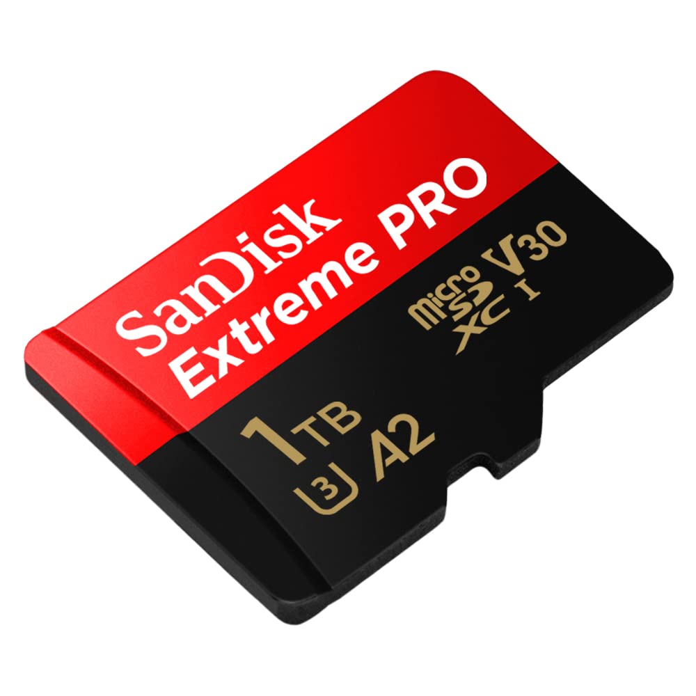 SanDisk Extreme PRO 1TB microSDXC UHS-I Memory Card with Adapter & RescuePRO Deluxe - A2, Class 10, V30, U3, 200MB/s - Perfect for Smartphones, Action Cameras, Drones, and 4K Video Recording