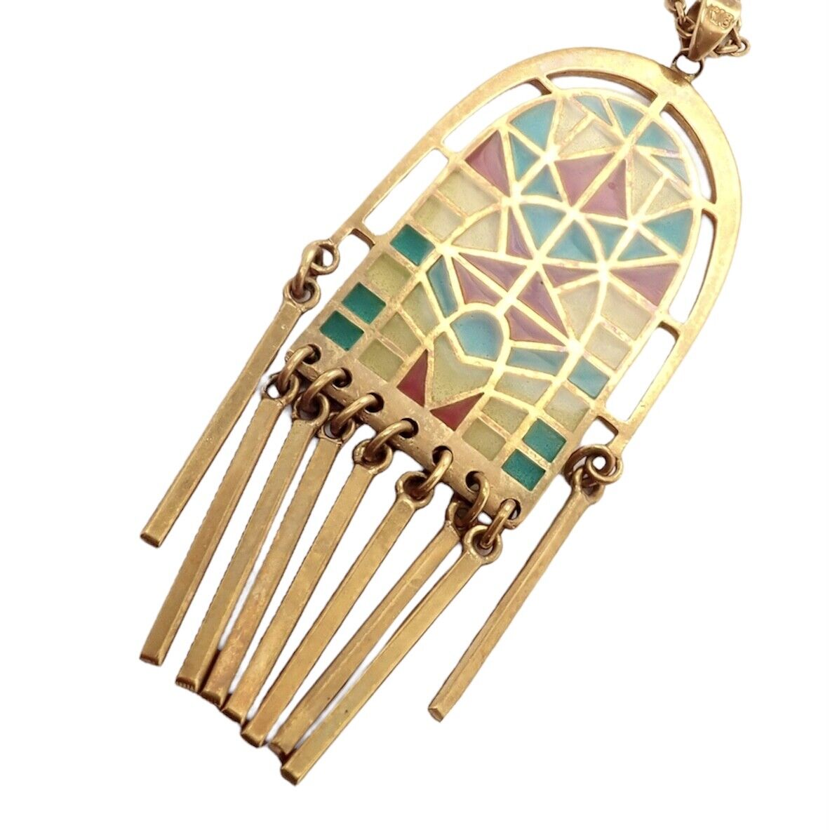 Authentic Mikimoto 18k Yellow Gold Stained Glass Window Pendant Necklace for Women - Elegant Jewelry Gift for Anniversary, Birthday & Special Occasions