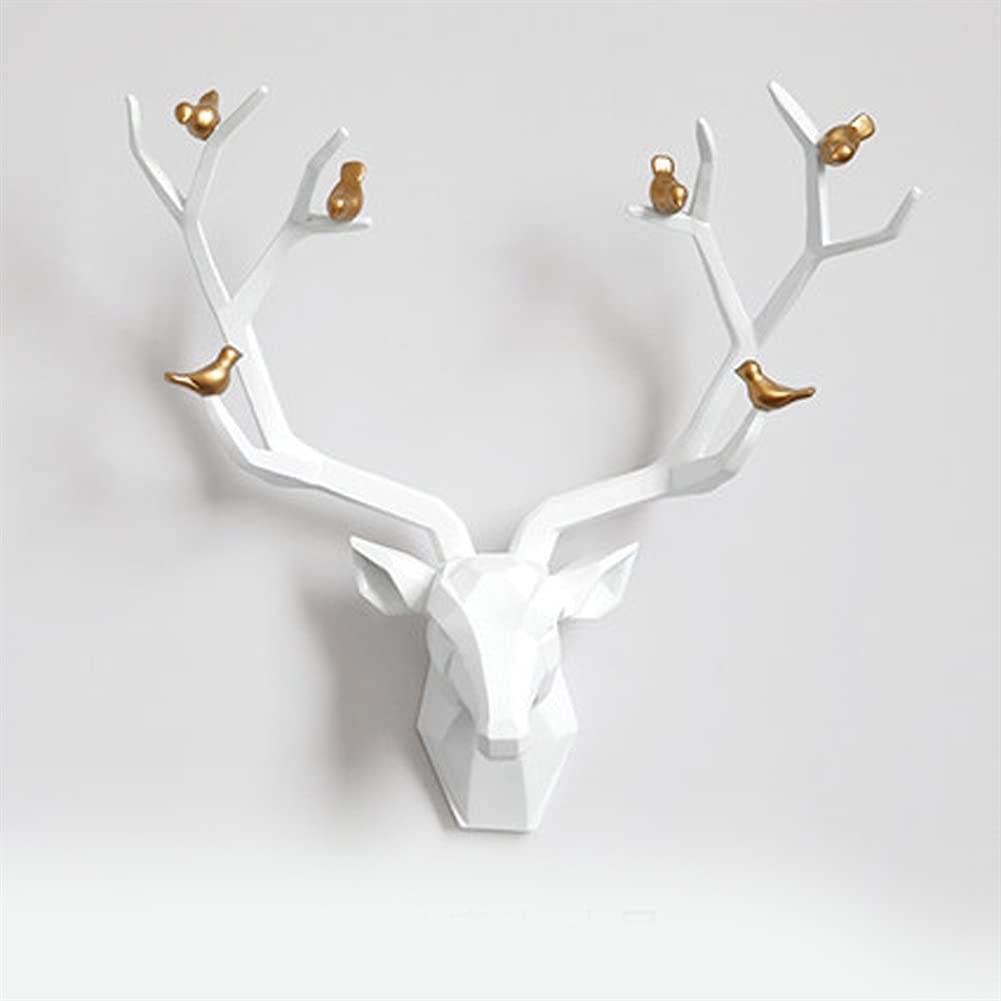 Nordic Style 3D Resin Deer Head Wall Art - Modern Home Decor for Living Room, Bedroom, Study & Entryway | Perfect for Farmhouse, Rustic & Scandinavian Interior Design