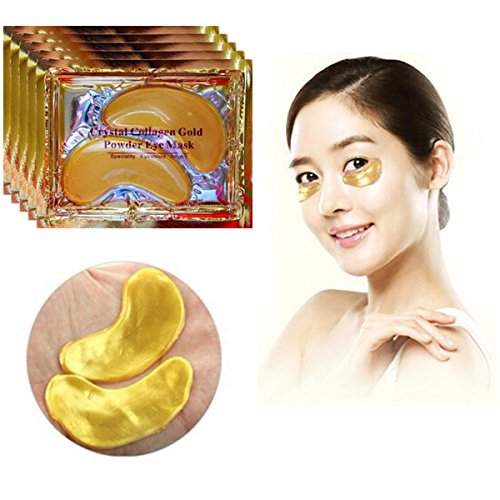 24K Gold Crystal Collagen Eye Patches for Dark Circles & Puffiness - Rejuvenating Under Eye Treatment for Wrinkles & Bags - Perfect for Night Care, Travel & Spa Days