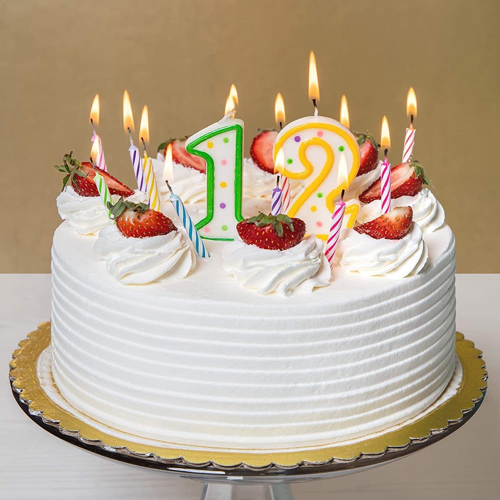 154-Piece Rainbow Striped Number Candles 0-9 - Cake Topper Decorations with Holders for Birthday Parties, Weddings & Celebrations - Perfect for DIY Cake Decorating and Festive Events