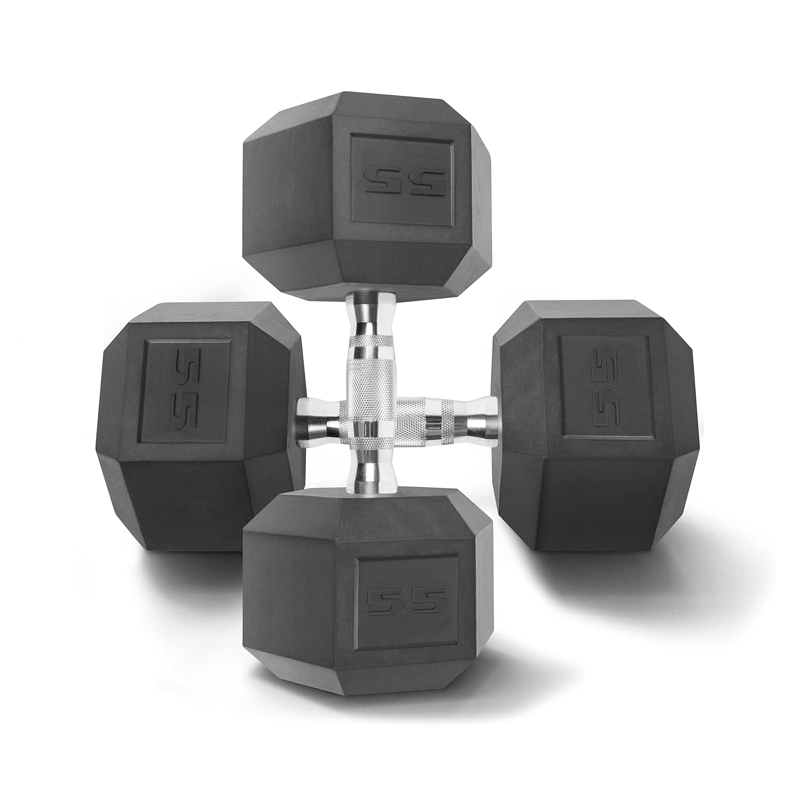 WF Athletic Supply Rubber Coated Solid Steel Cast-Iron Hex Dumbbells - Pair for Muscle Toning & Full Body Workout | Home Gym Equipment for Strength Training, CrossFit & Weightlifting