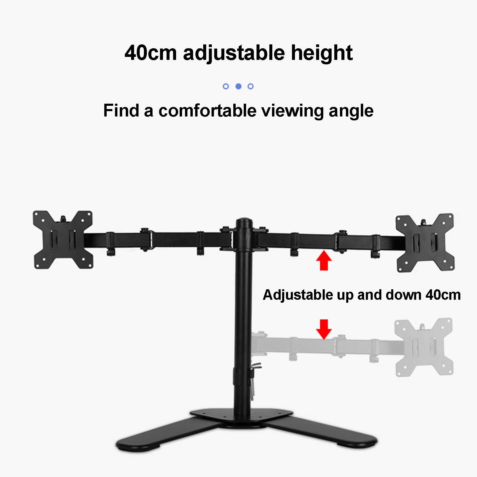 Dual Monitor Stand for 10-27 Inch Screens - Adjustable Height, Rotating & Tilting VESA 100x100mm Mount - Perfect for Home Office, Gaming Setup & Workstation Ergonomics