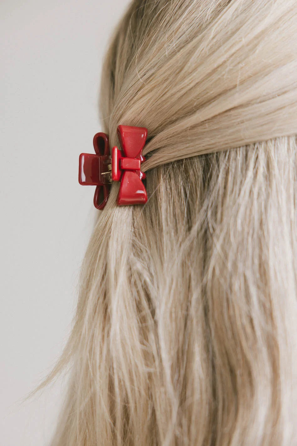 Mini Bow Claw Hair Clip - Red Hair Accessories for Women & Girls, Perfect for Ponytails, Buns & Half-Up Hairstyles