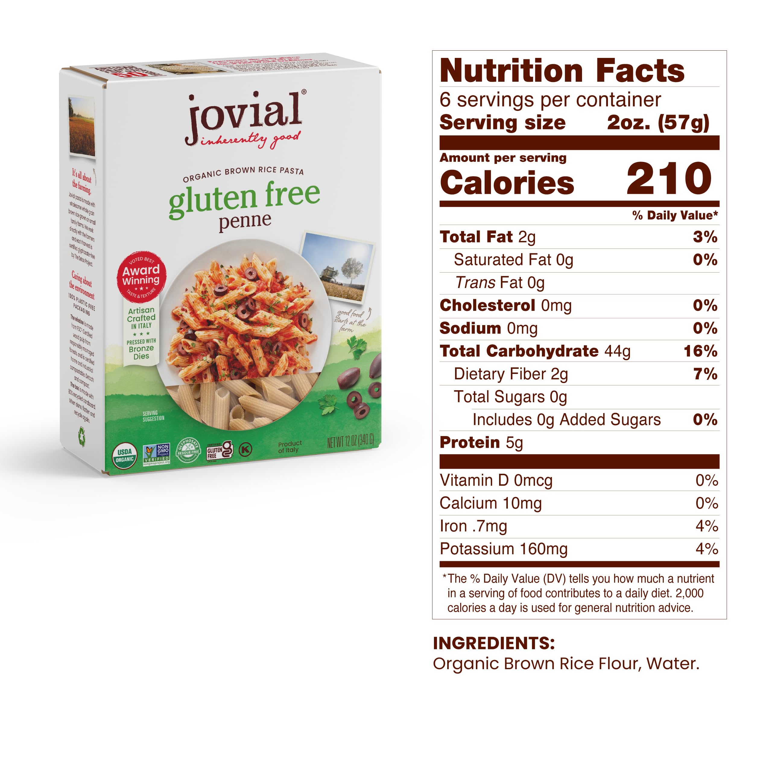 Organic Whole Grain Brown Rice Pasta Variety Pack (Penne, Fusilli, Caserecce) - Gluten Free, Dairy Free, Non-GMO, Made in Italy - 12 Oz (9 Pack) | Perfect for Vegan, Paleo & Healthy Family Dinners