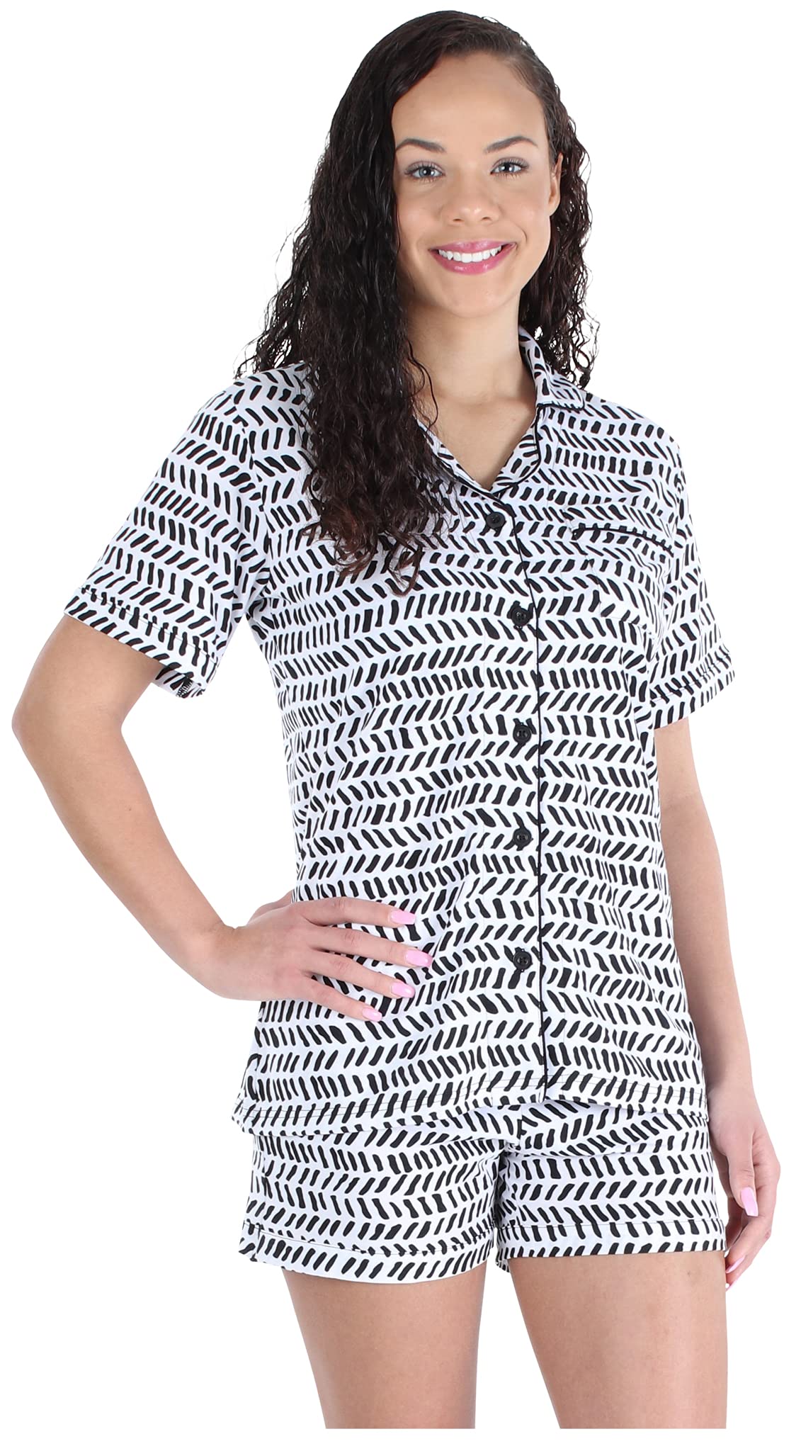 Comfortable Women's Sleepwear Set - Soft Jersey Shorts & Top Pajamas for Relaxing at Home or Lounging