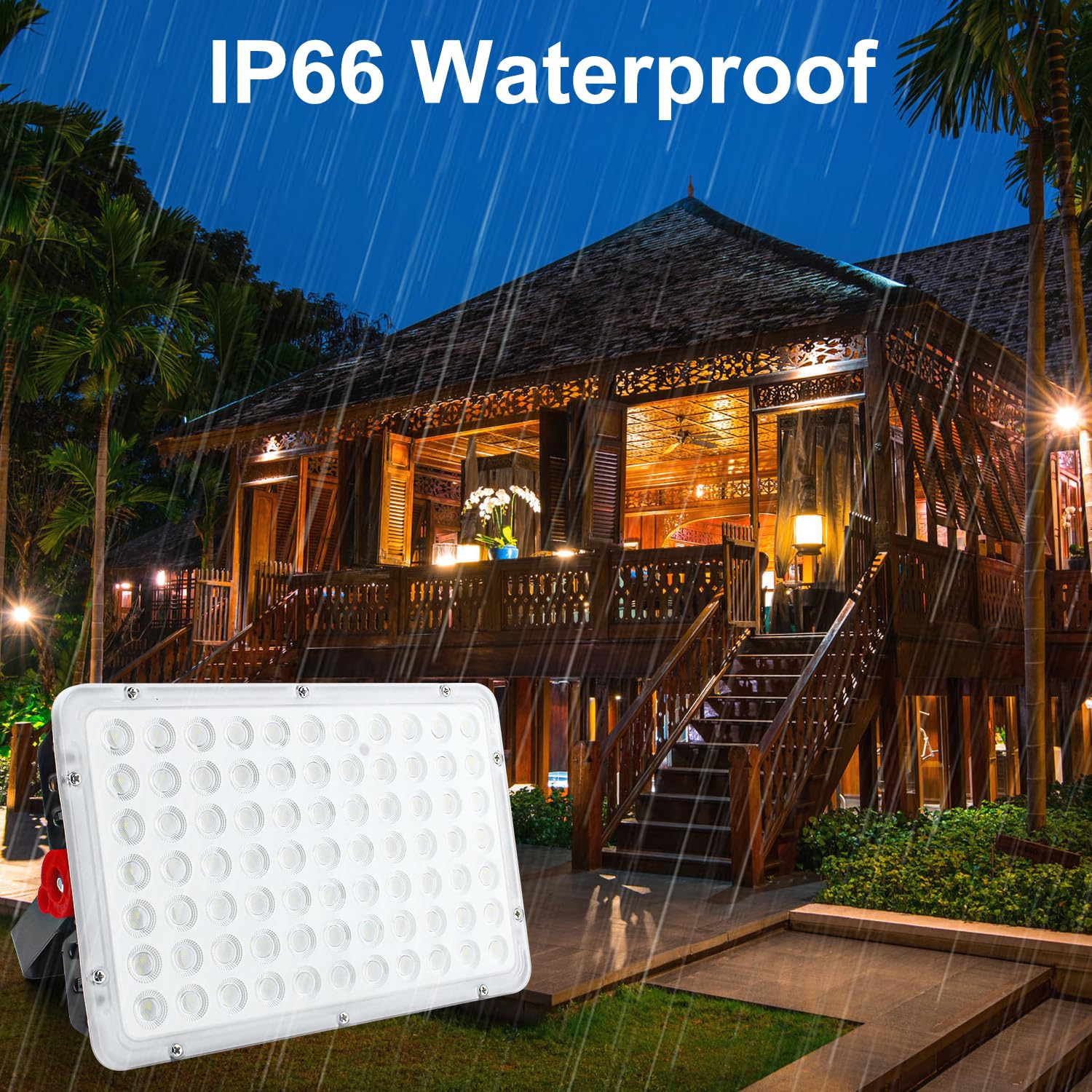 Indmird 2 Pack 200W LED Outdoor Flood Lights - Waterproof Bright Exterior Lighting for Yard, Garden, Playground, Garage, Basketball Court & Stadium - Perfect for Security, Landscape & Sports Field Illumination