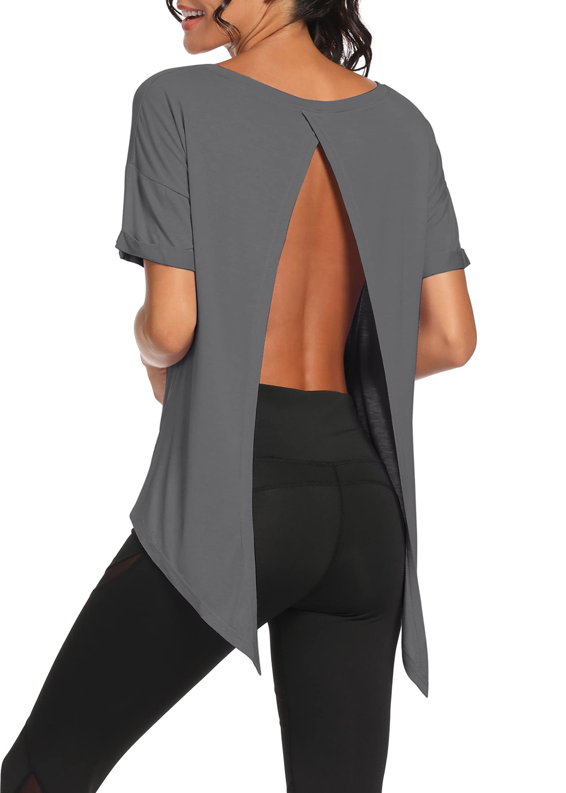 Bestisun Women's Open Back Workout Tops - Gym Athletic Muscle Tank Shirts with Tie Back Design | Perfect for Yoga, Running & Fitness Training
