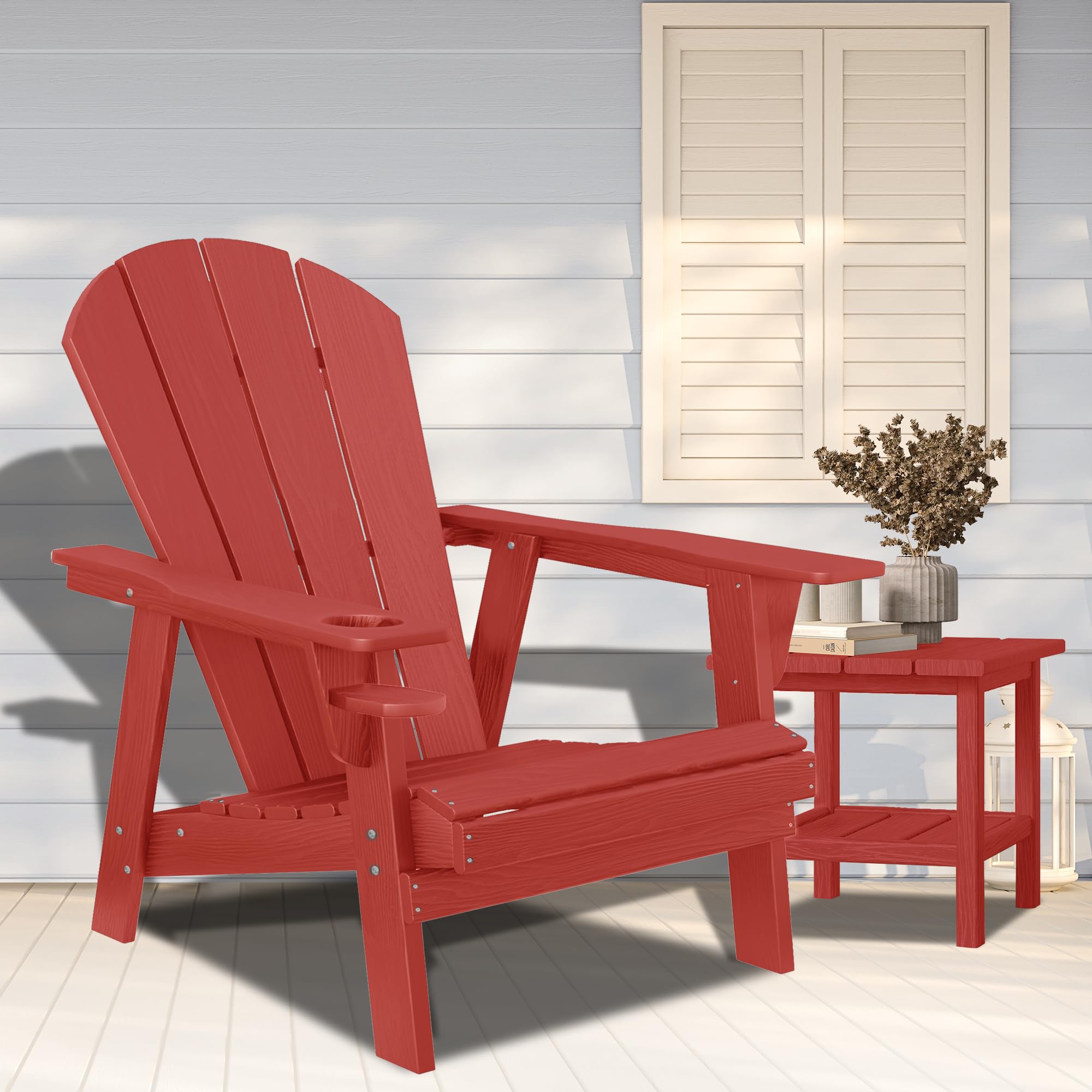 **Premium HDPE All-Weather Adirondack Chairs for Outdoor Patio, Fire Pit, Garden & Poolside – Durable & Comfortable (Red)**    *Perfect for backyard relaxation, camping, and outdoor gatherings!*