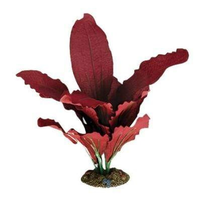 Aqua One Amazon Red Silk Plant - Artificial Aquatic Decor for Fish Tanks & Aquariums - Perfect for Betta Fish, Goldfish & Tropical Fish Habitats