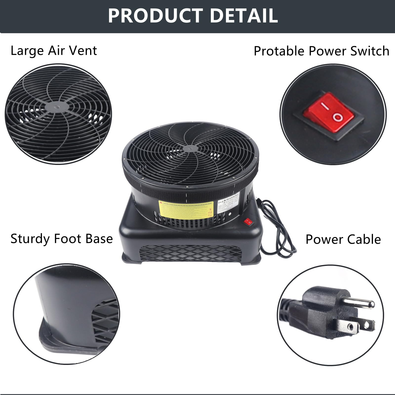 550W Commercial Electric Air Blower - 110V High Power Inflatable Air Pump with 17.7