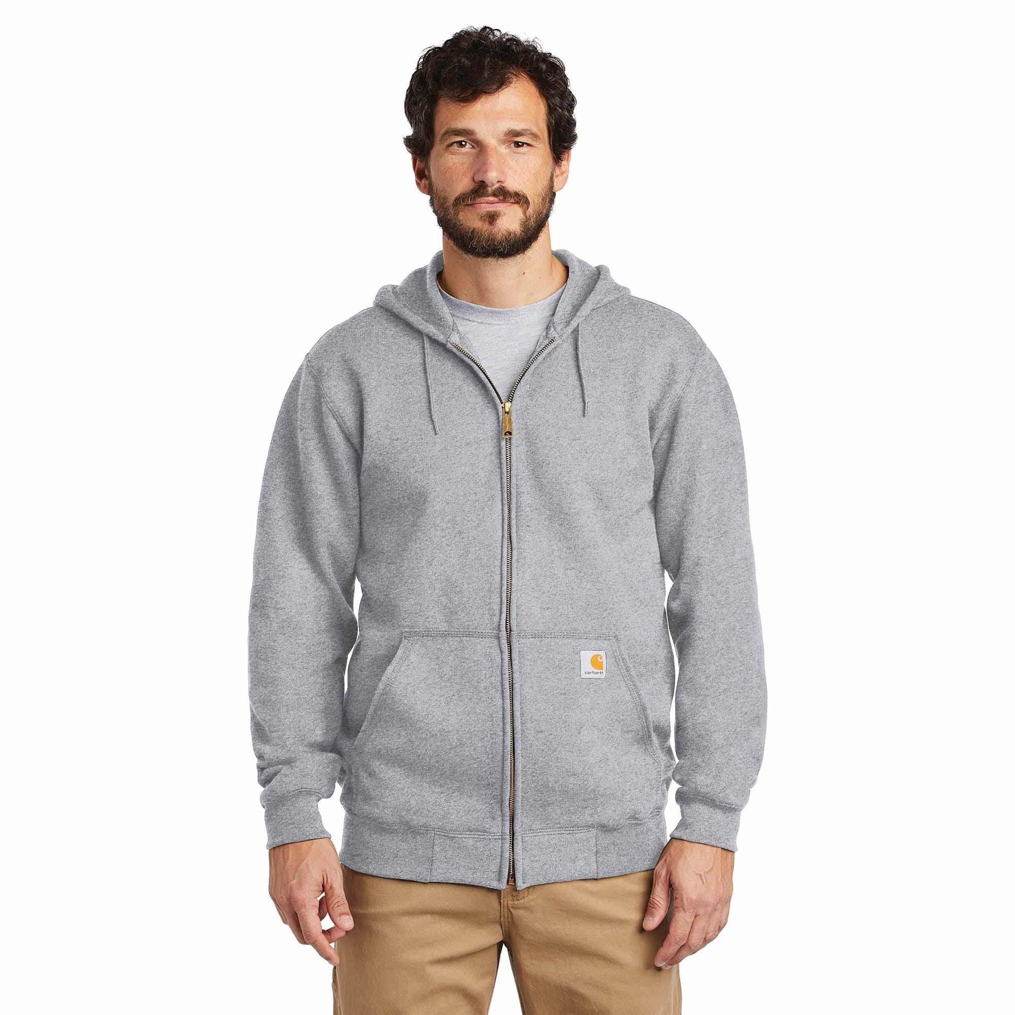K122 Loose Fit Midweight Full Zip Sweatshirt for Men & Women | Comfortable Casual Hoodie | Heather Grey | Perfect for Outdoor Activities & Lounge Wear