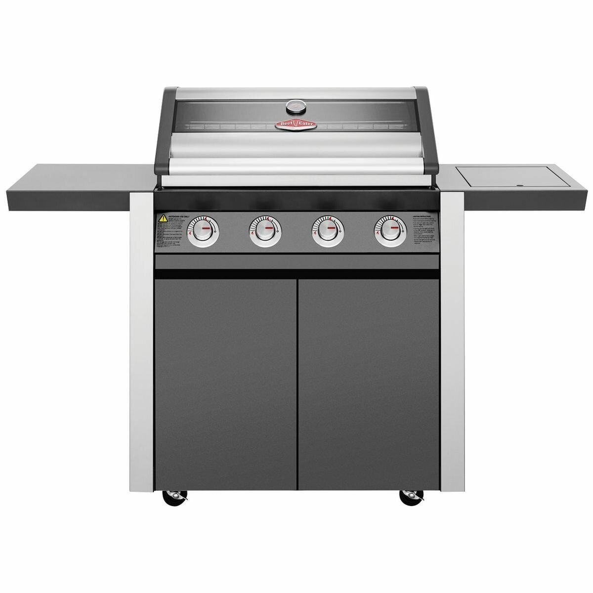 Beefeater 1600 Series 4-Burner Dark Charcoal BBQ Grill with Side Burner & Rolling Trolley - BMG1641DA | Perfect for Backyard Grilling, Outdoor Parties & Family Gatherings