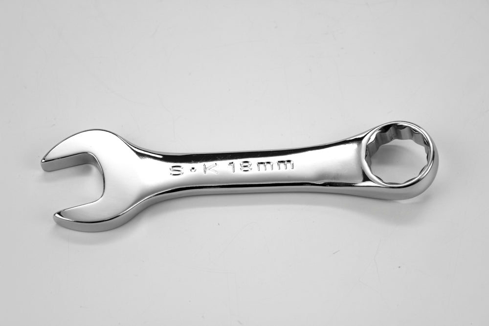 18mm 12-Point Metric Short Combination Chrome Wrench - Perfect for Automotive Repairs, Plumbing & DIY Projects