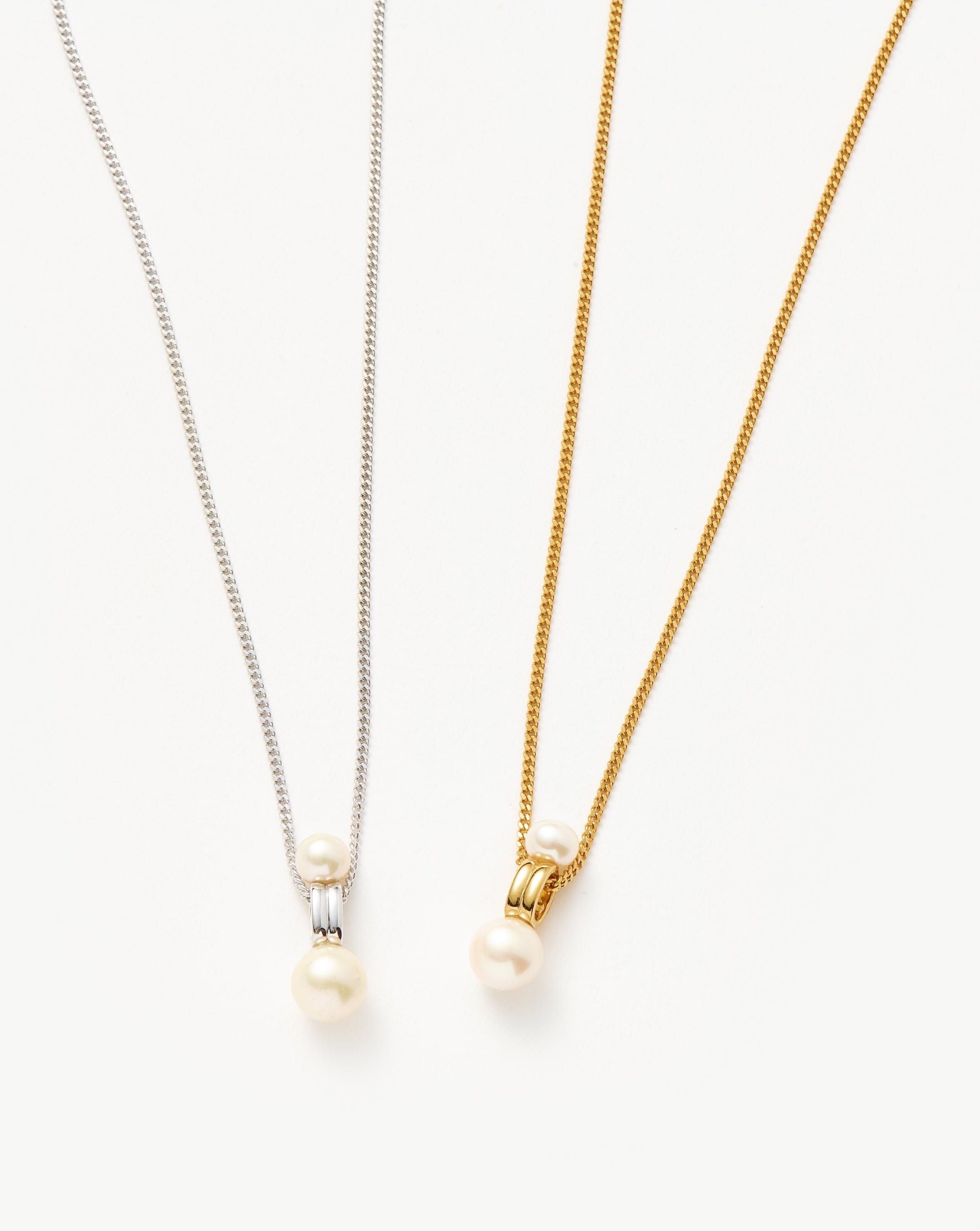 Pearl Ridge Pendant Chain Necklace - 18k Gold Plated Vermeil with Genuine Pearl | Elegant Jewelry for Women, Perfect for Weddings, Parties & Special Occasions