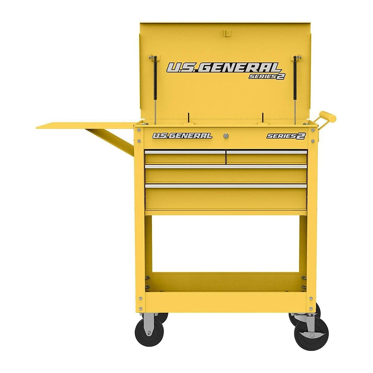 4-Drawer Roller Tool Cabinet with 580 Lb Capacity - Heavy Duty Yellow Glossy Storage Chest for Garage, Workshop & Home Organization