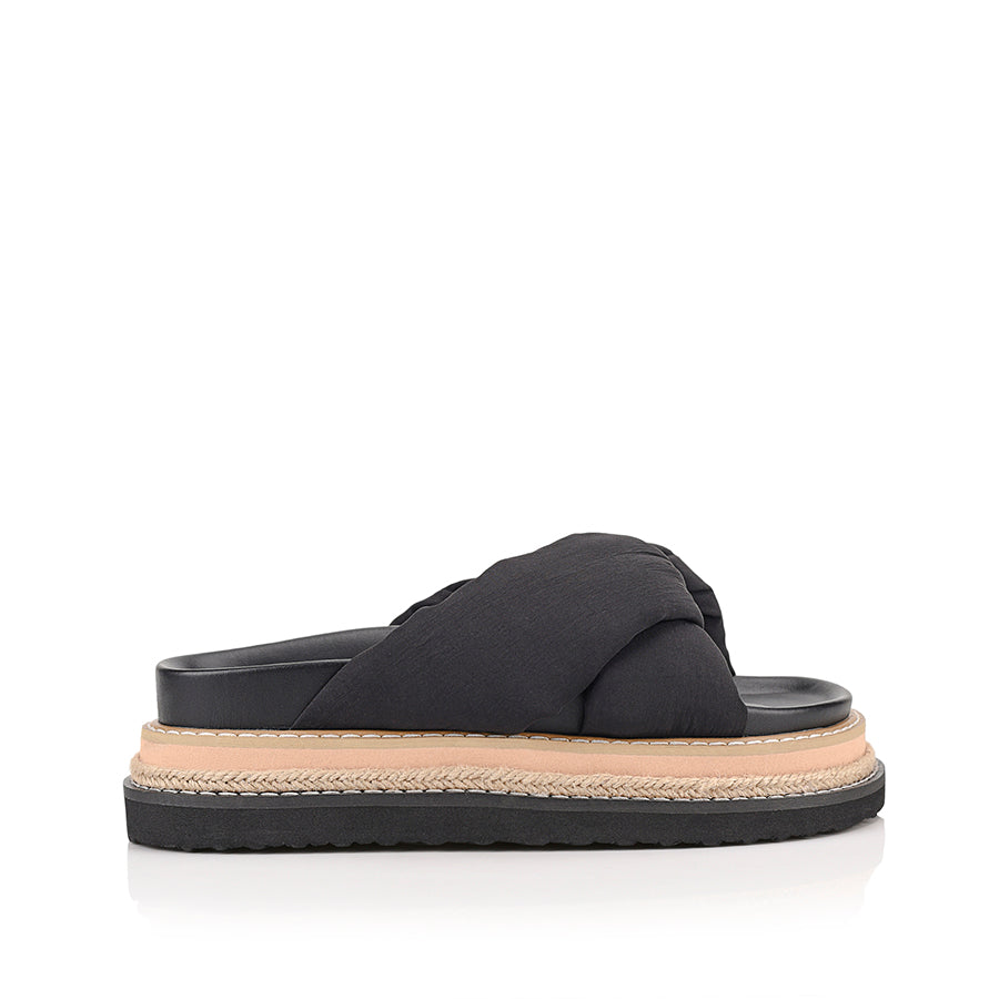 Thames Platform Slides for Women - Comfortable Black Summer Sandals - Perfect for Beach, Pool, and Casual Outings