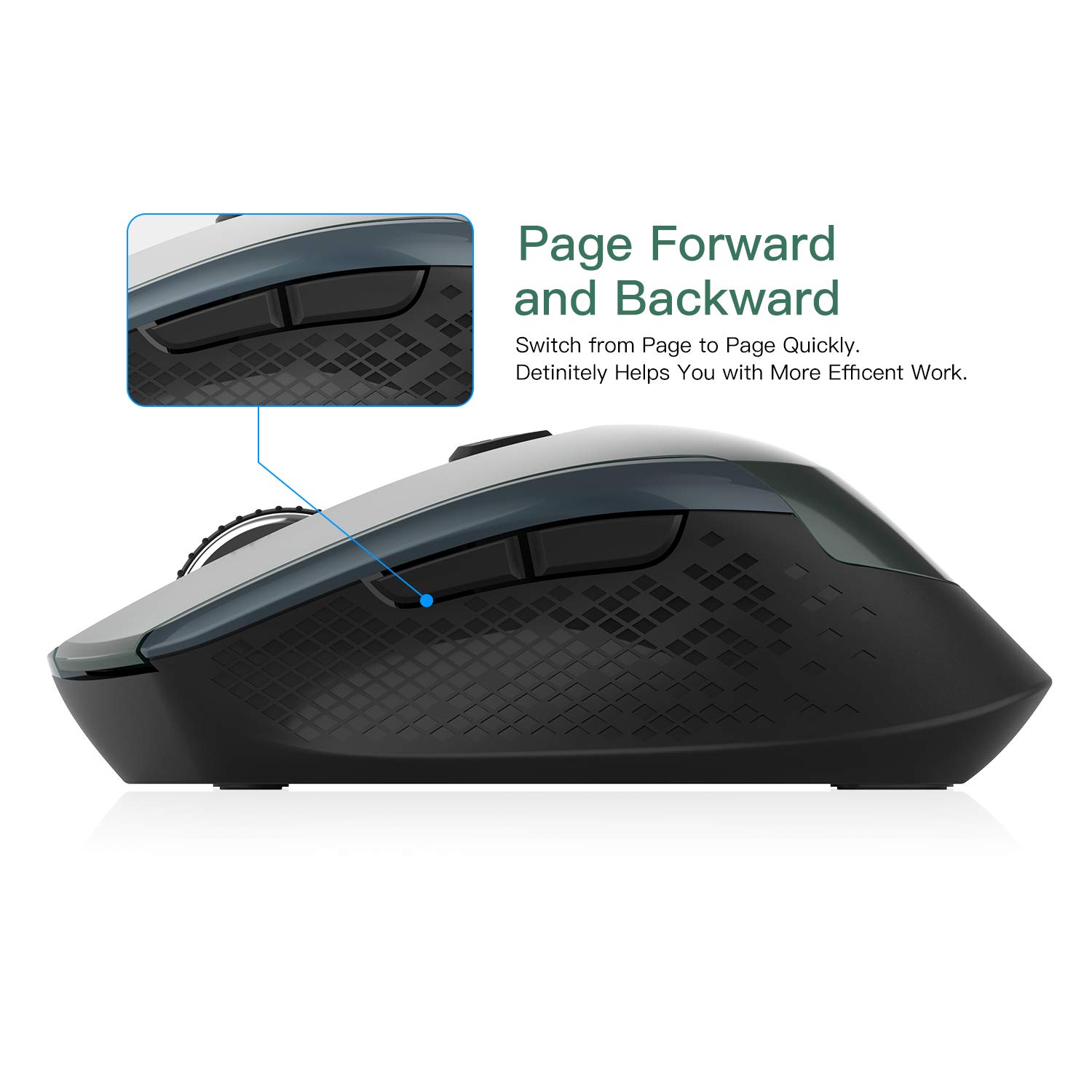 Cimetech Wireless Ergonomic Optical Mouse - 2.4G Silent 6-Button USB Mouse with 3 Adjustable DPI for Laptop, Desktop, Mac, PC - Dark Green | Perfect for Office, Gaming, and Travel