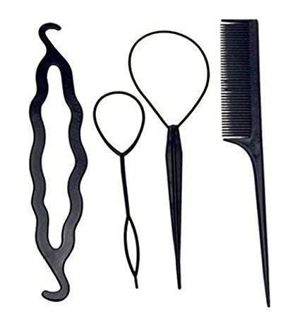 4Pcs/Set Black Plastic DIY Hair Styling Tools - Hair Clips & Combs for Women | Perfect for Salon, Home Hairstyling & DIY Hair Accessories (Pack of 2)