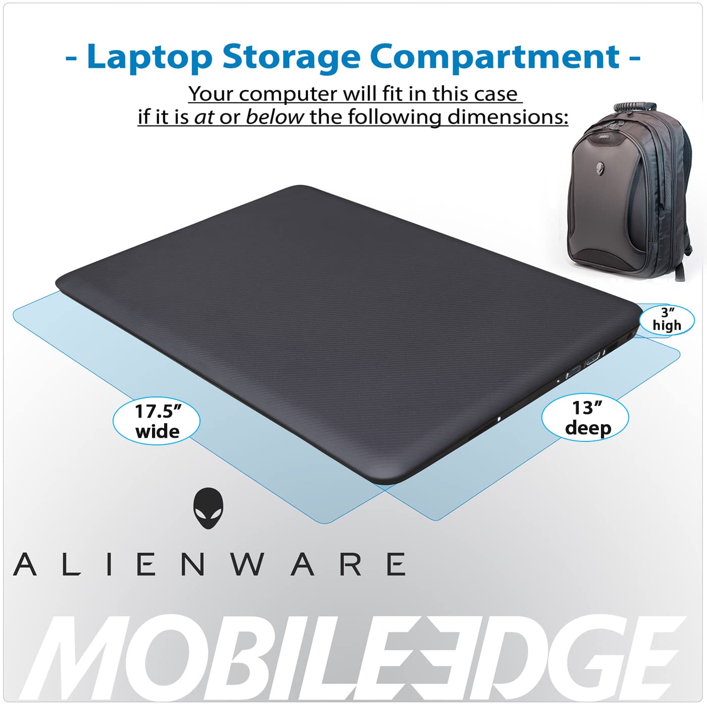 Alienware M17 Gaming Laptop Backpack for Men & Women - ScanFast Checkpoint Friendly 17.3