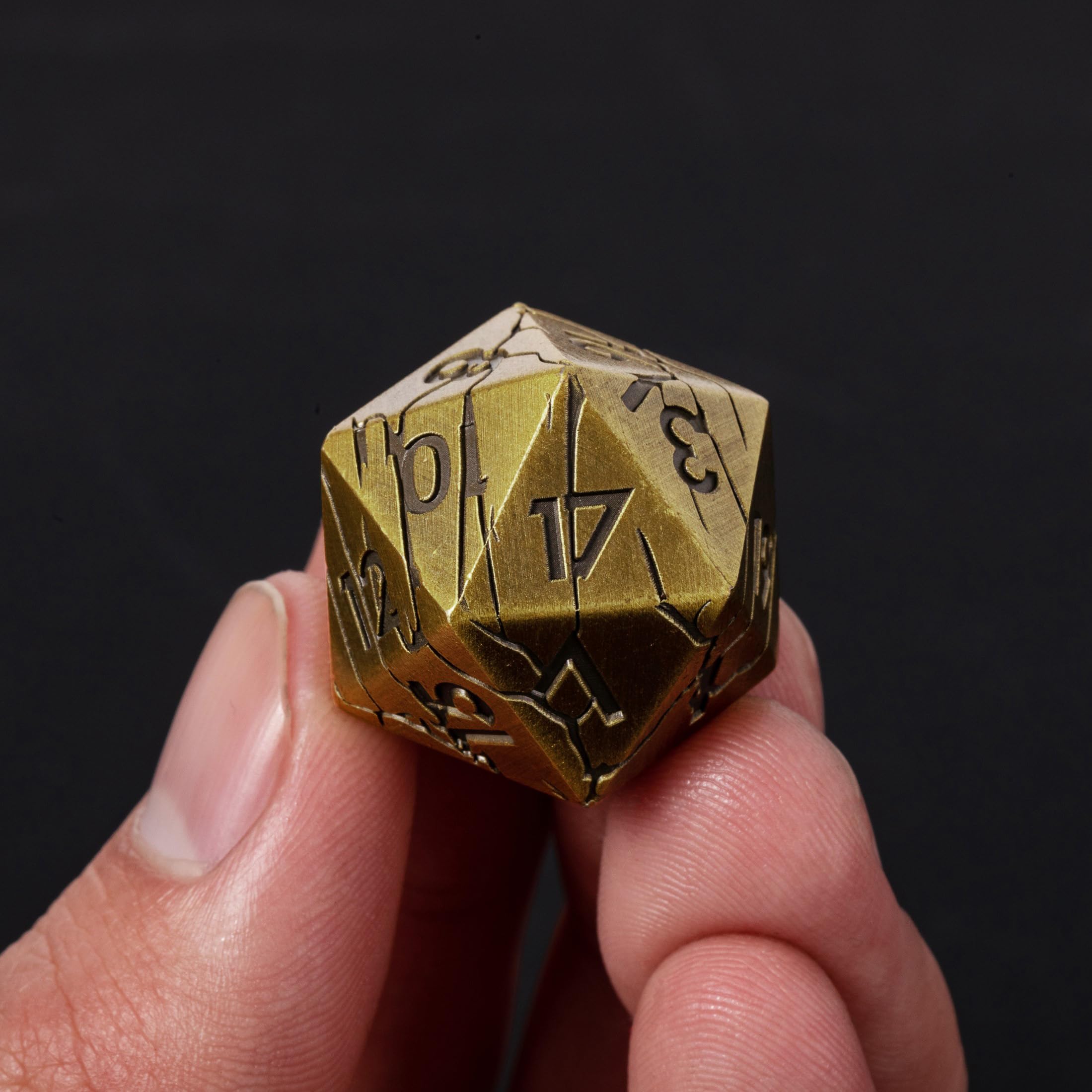 DND Metal Dice Set - Ancient Gold Ruins Cracked Polyhedral Dice for RPG, D&D, Pathfinder & Tabletop Games - Premium Dungeons and Dragons Dice for Fantasy Roleplaying & Collectors