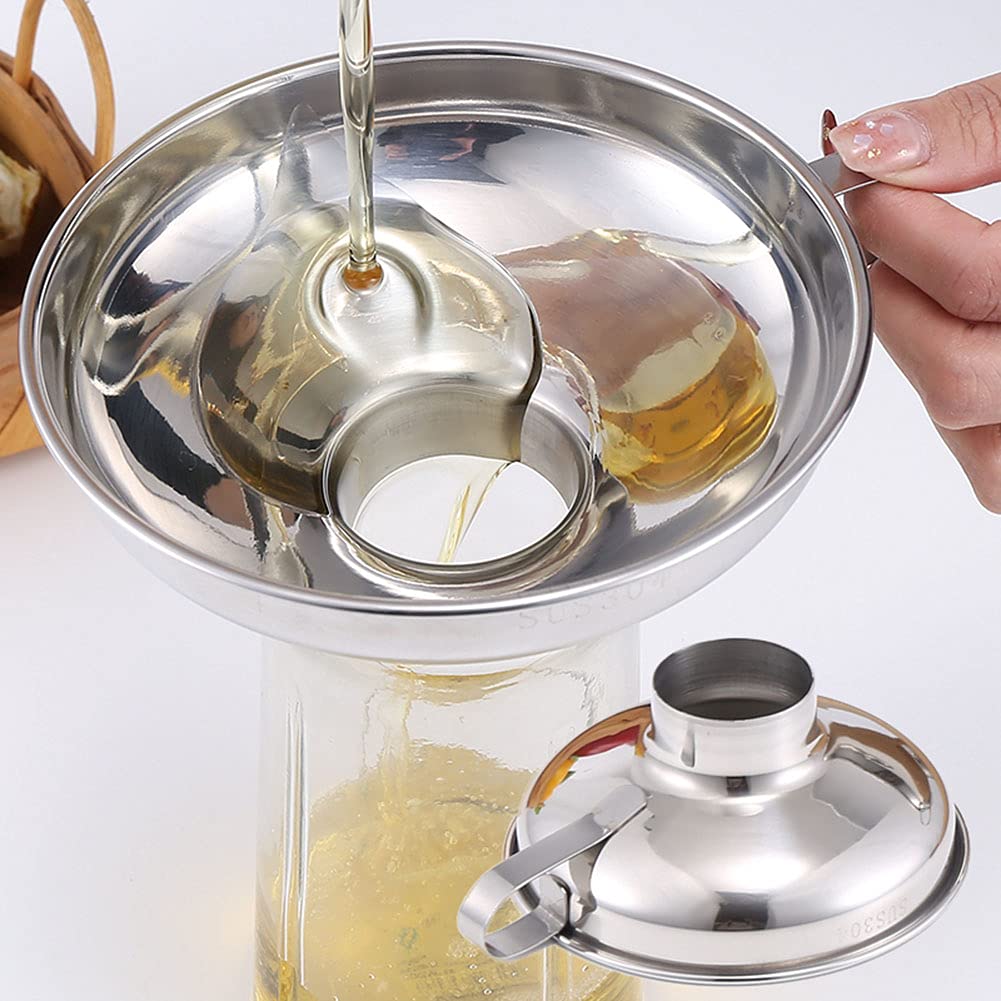Stainless Steel Canning Funnel for Wide & Regular Jars - Large Kitchen Funnel with Handle for Home Canning, Preserving, Jam Making & DIY Food Storage