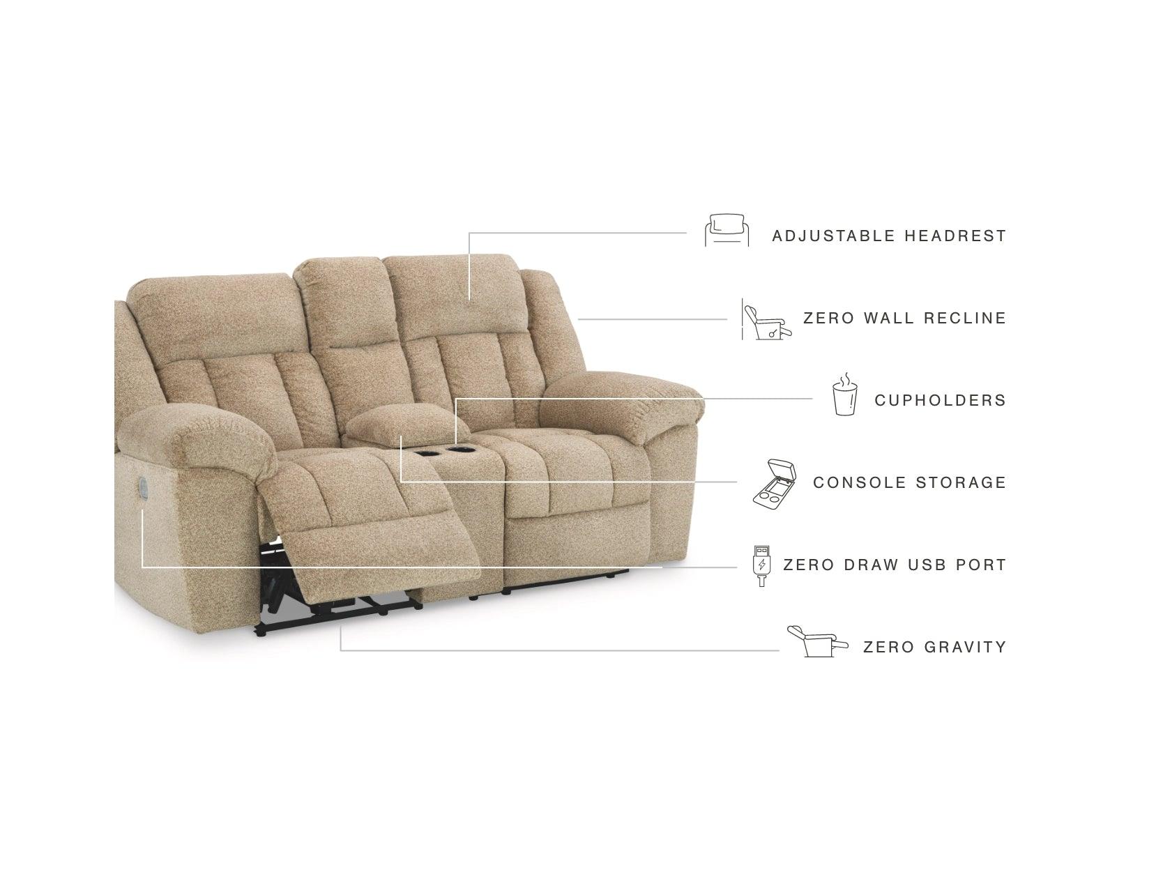 Comfortable Wheat Loveseat Recliner with Tip-Off Feature - Perfect for Living Room, Home Theater & Small Spaces